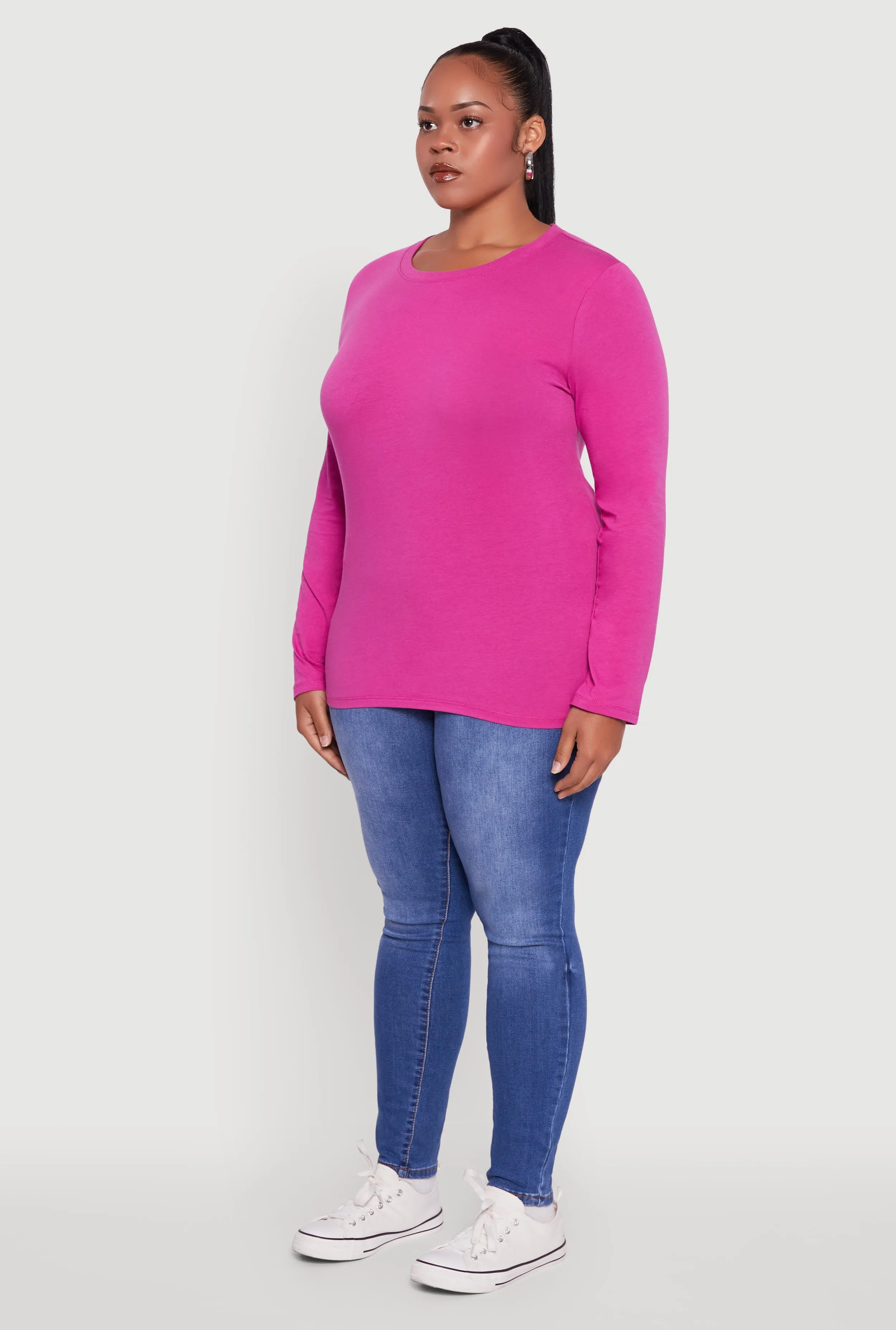Plus Size Long Sleeve Crew Neck Tee sold by Rainbow product image thumbnail 5
