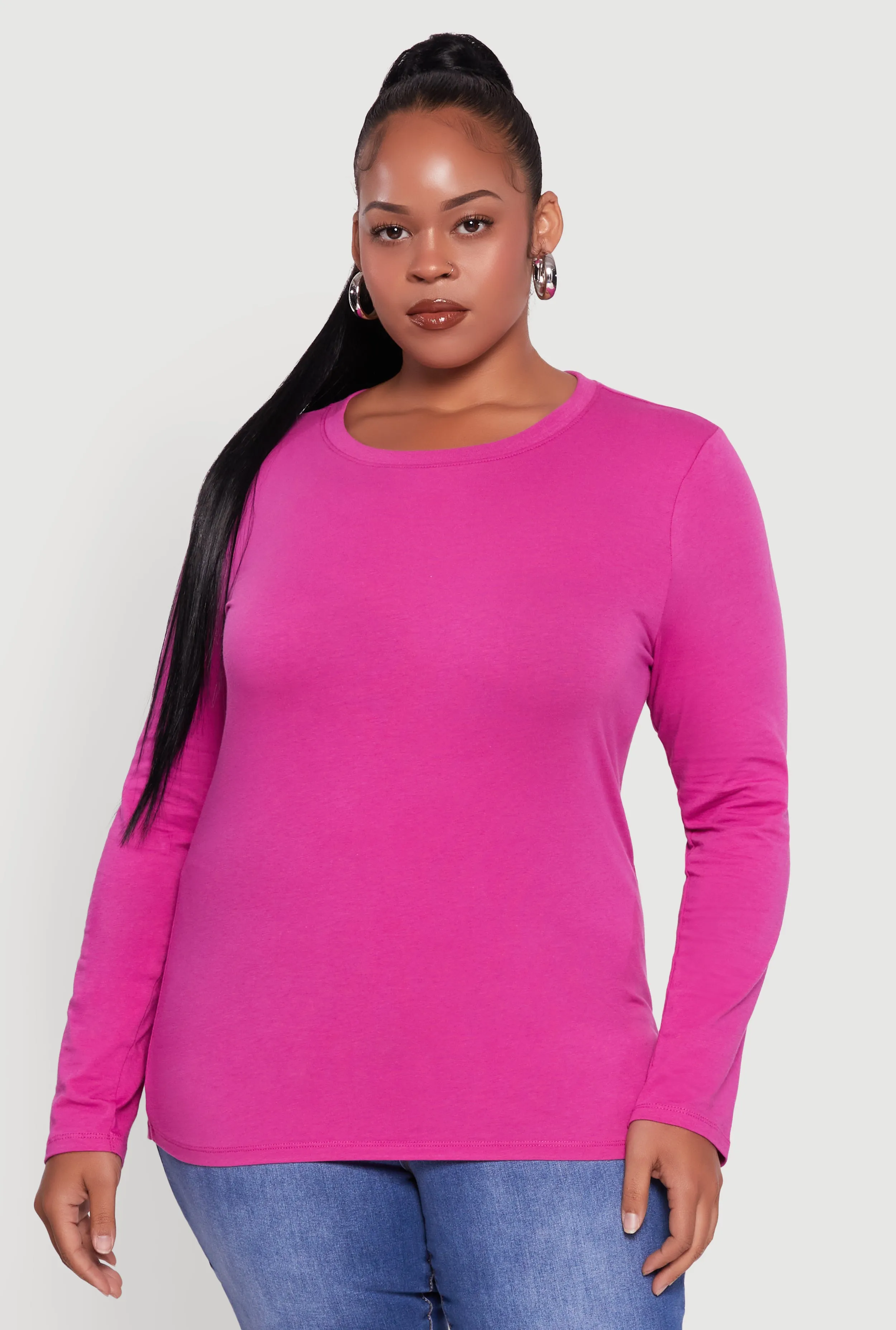Plus Size Long Sleeve Crew Neck Tee sold by Rainbow product image thumbnail 2
