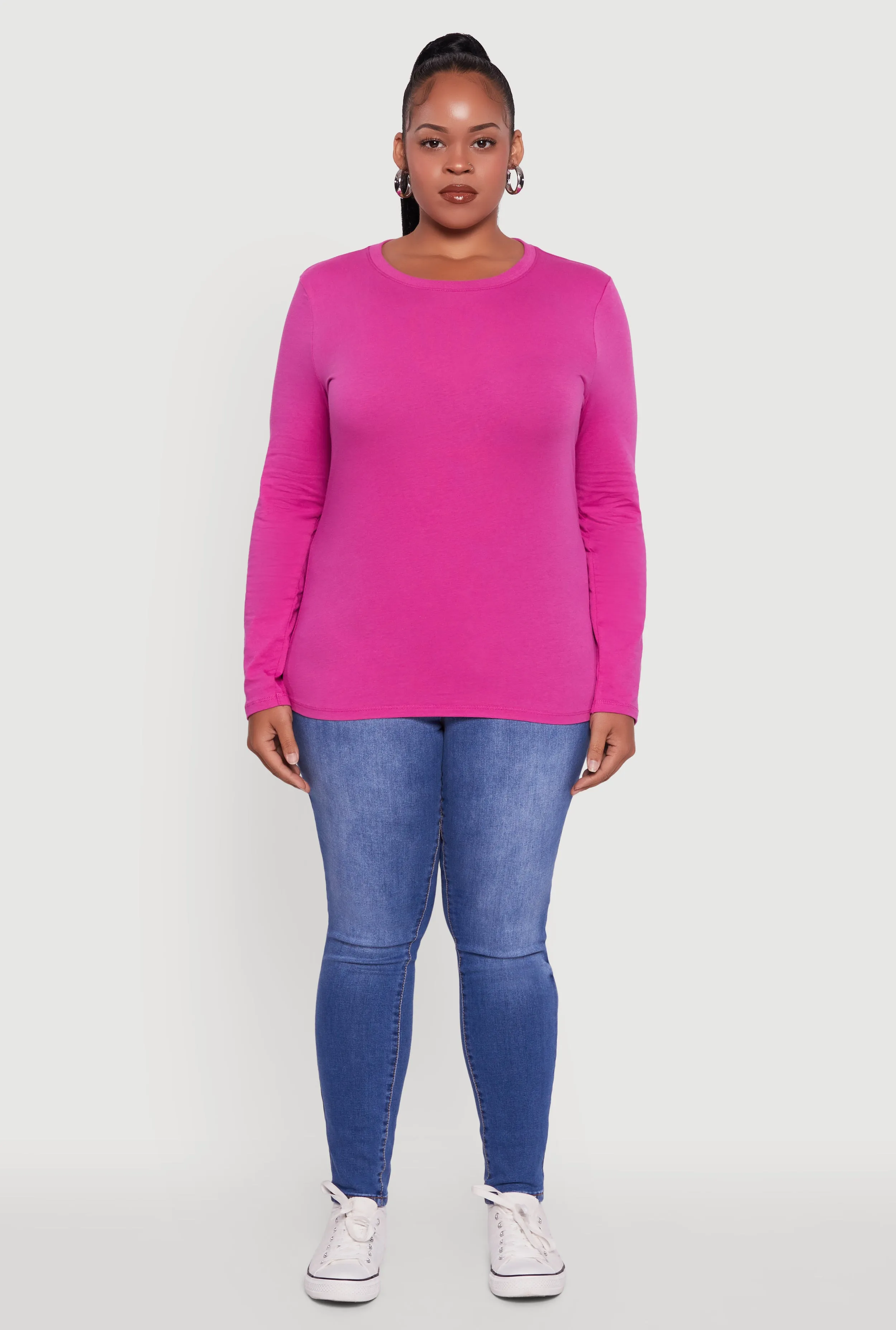 Plus Size Long Sleeve Crew Neck Tee sold by Rainbow product image thumbnail 3