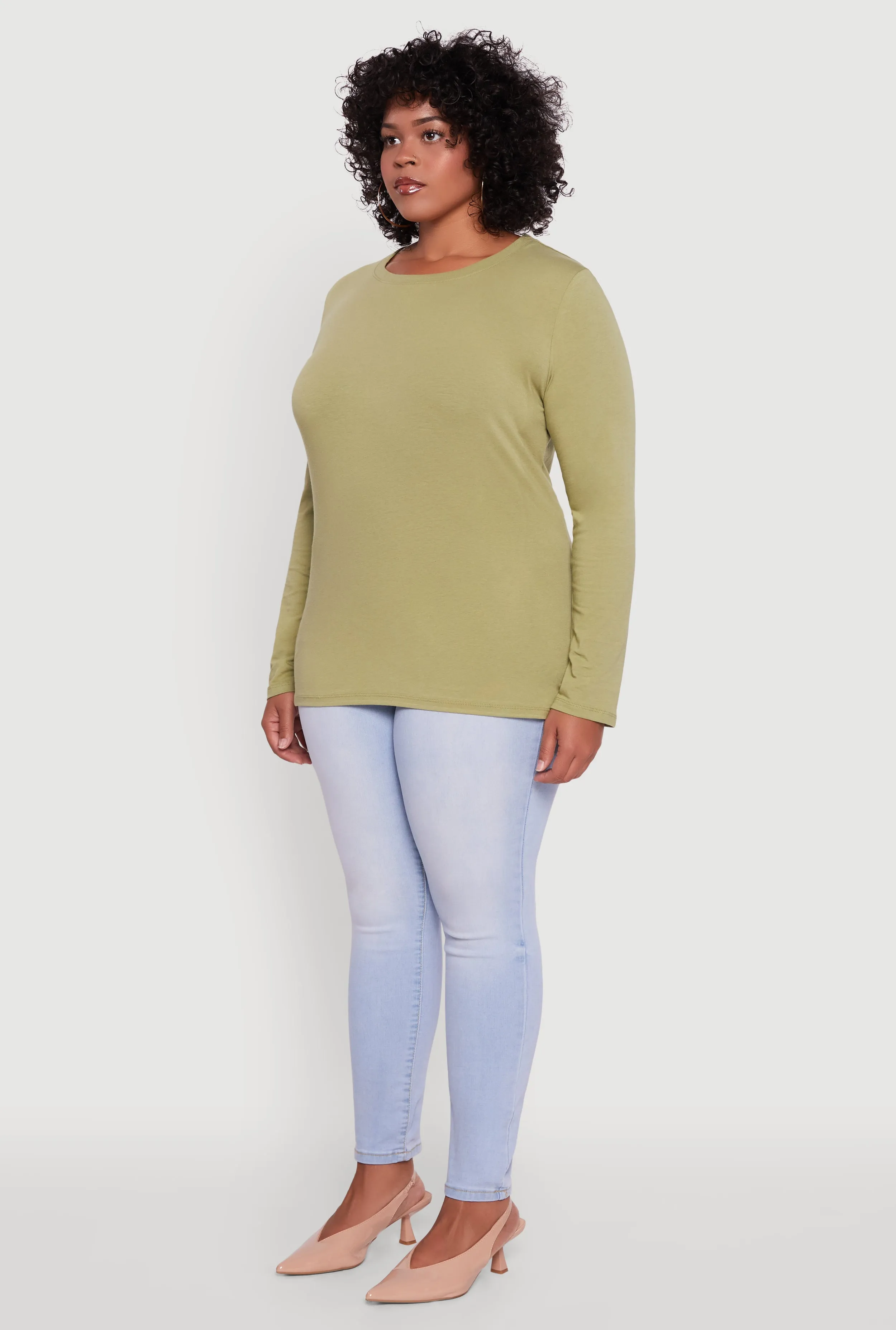 Plus Size Long Sleeve Crew Neck Tee sold by Rainbow product image thumbnail 5
