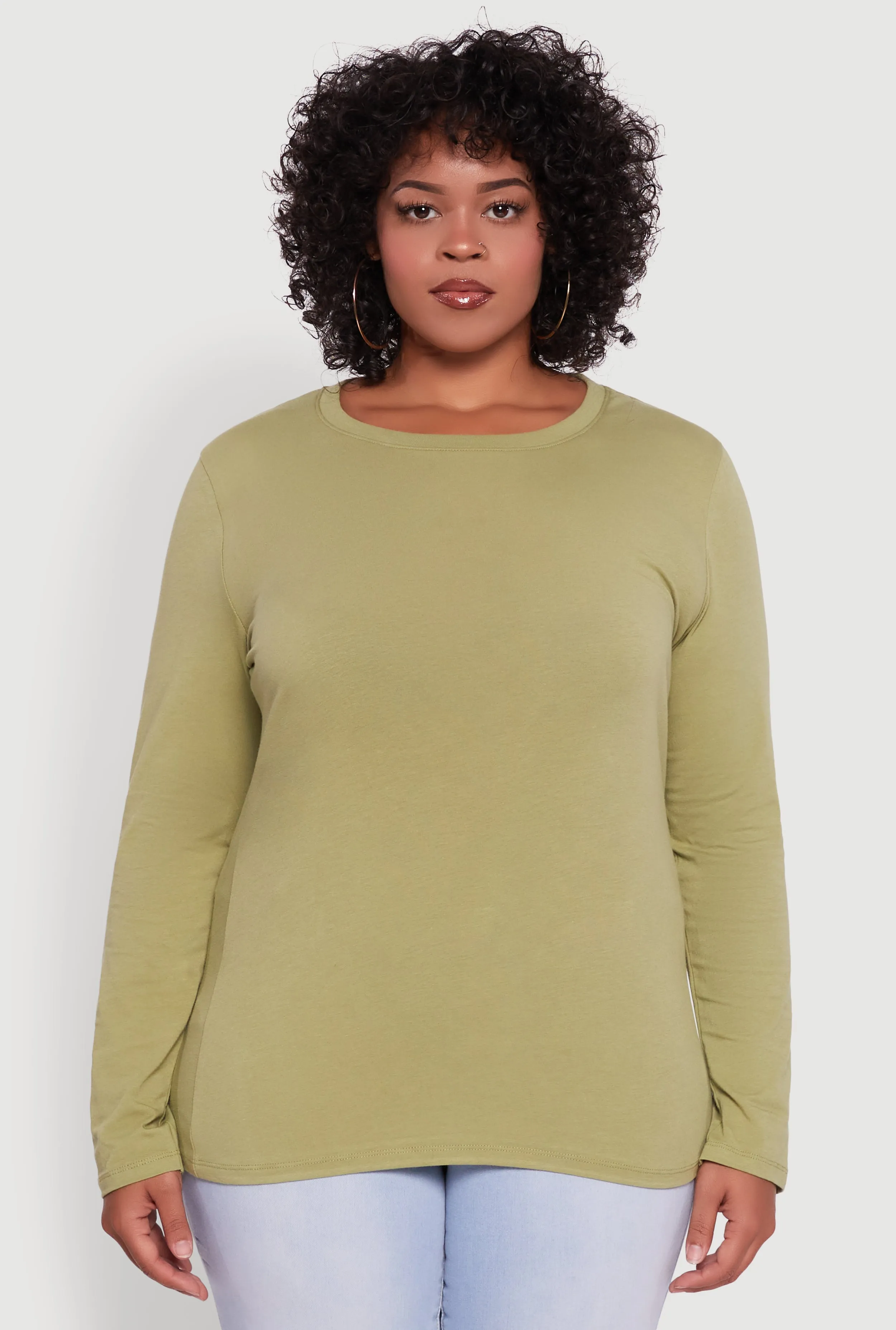 Plus Size Long Sleeve Crew Neck Tee sold by Rainbow product image thumbnail 2