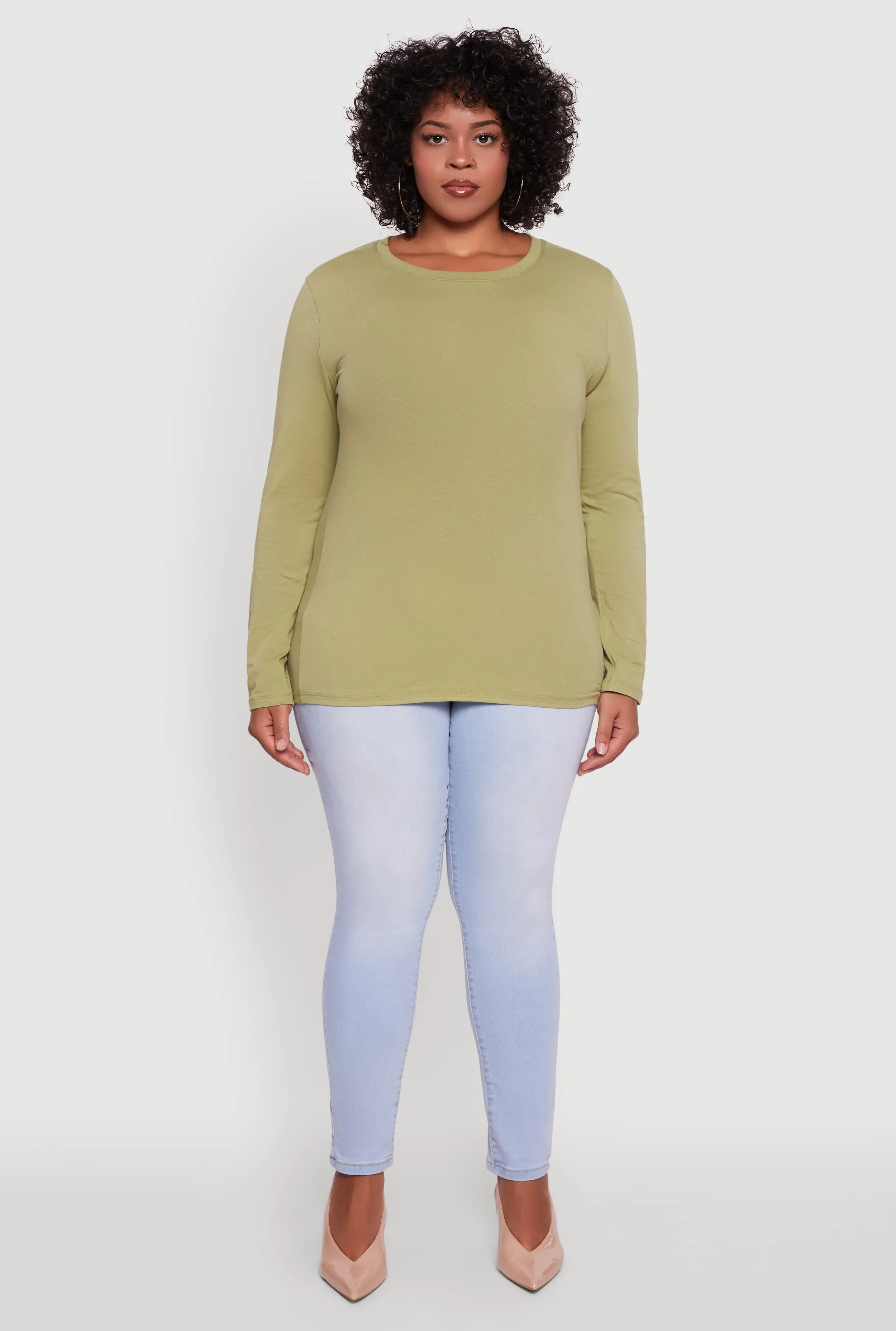 Plus Size Long Sleeve Crew Neck Tee sold by Rainbow product image thumbnail 3