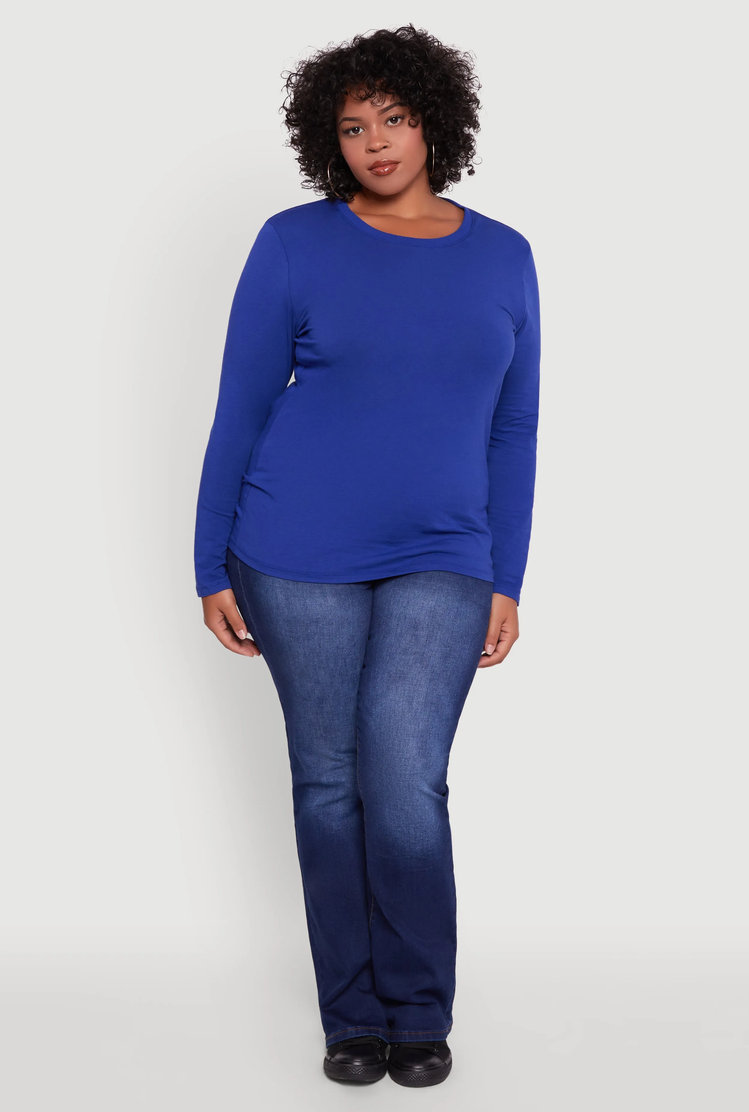 Plus Size Long Sleeve Crew Neck Tee sold by Rainbow