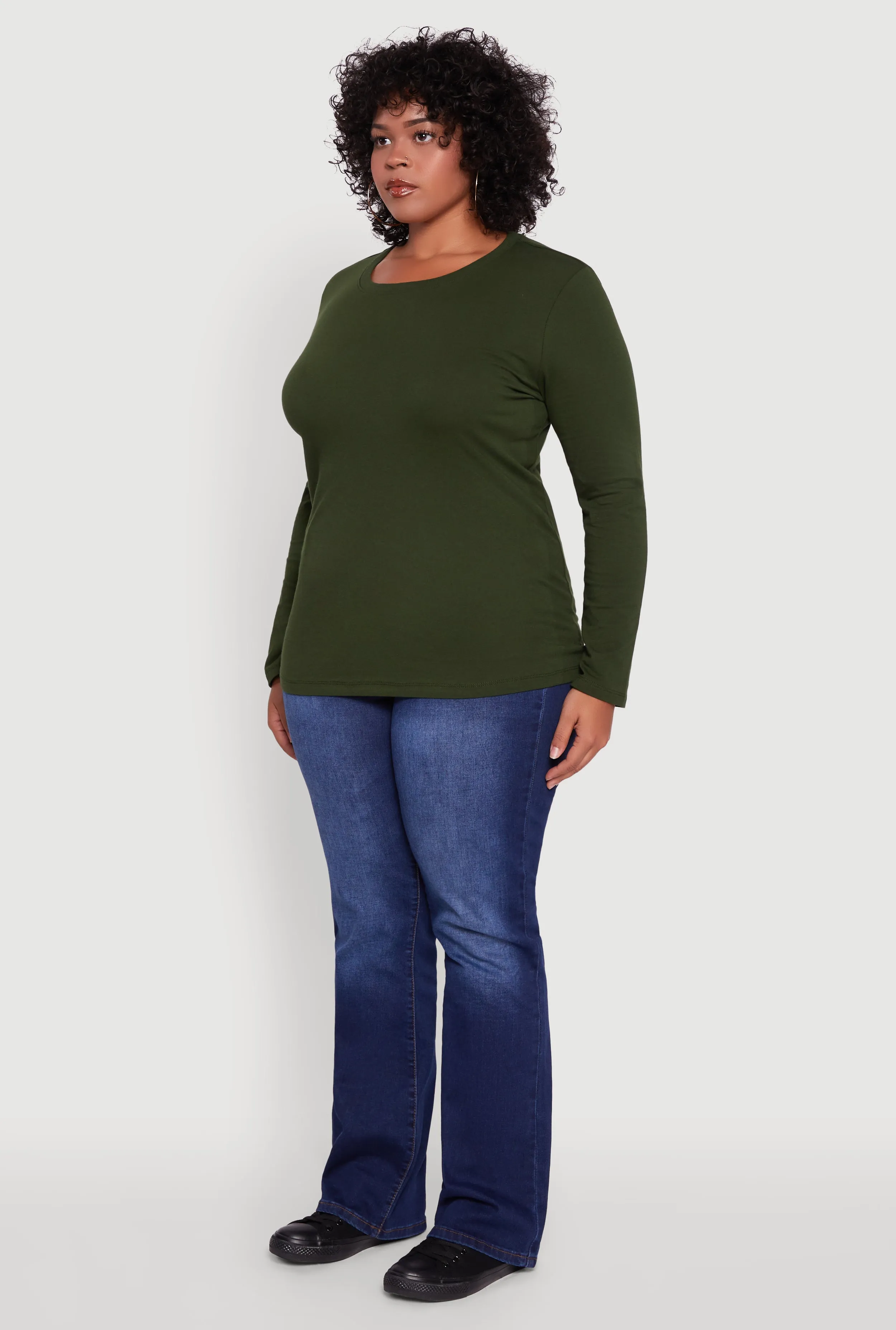 Plus Size Long Sleeve Crew Neck Tee sold by Rainbow product image thumbnail 5
