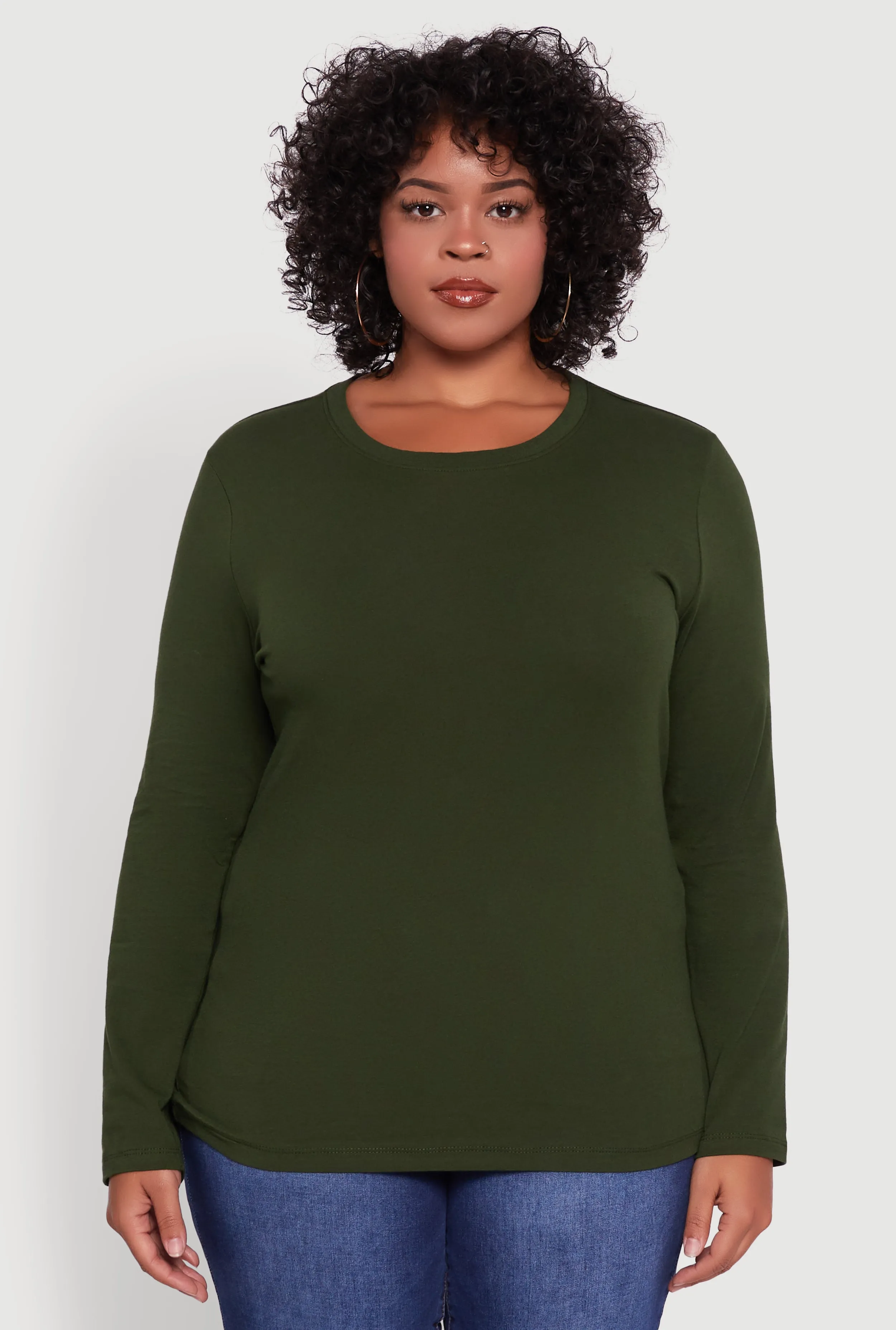 Plus Size Long Sleeve Crew Neck Tee sold by Rainbow product image thumbnail 2