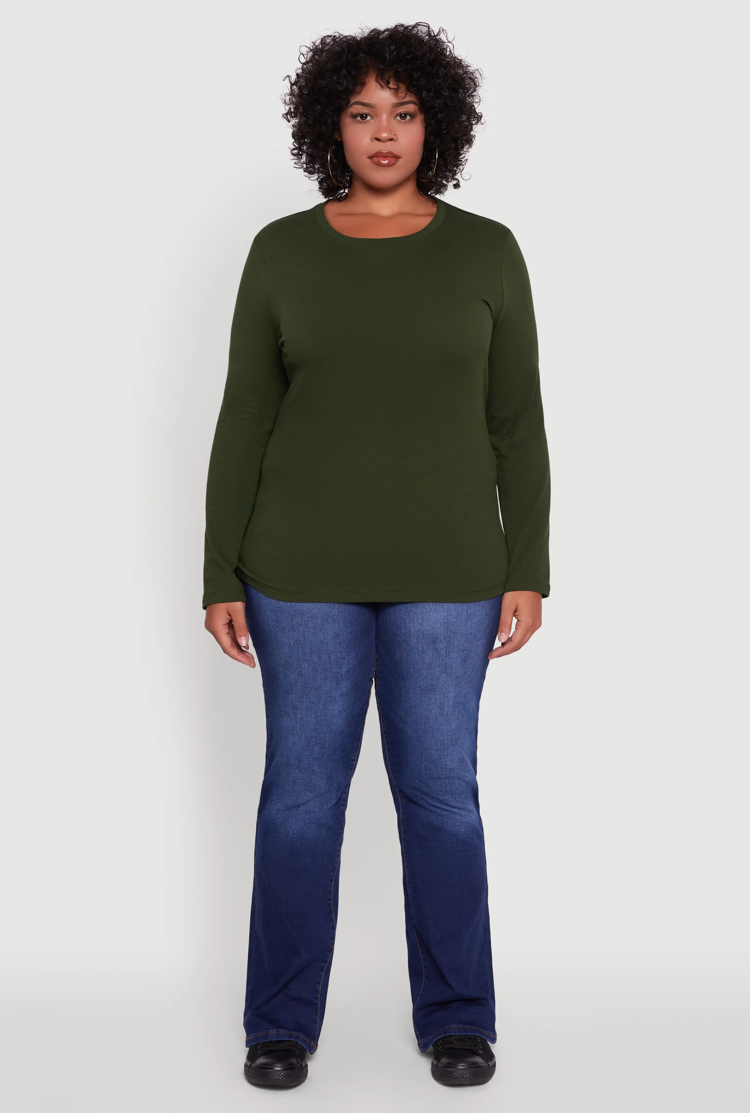 Plus Size Long Sleeve Crew Neck Tee sold by Rainbow product image thumbnail 3