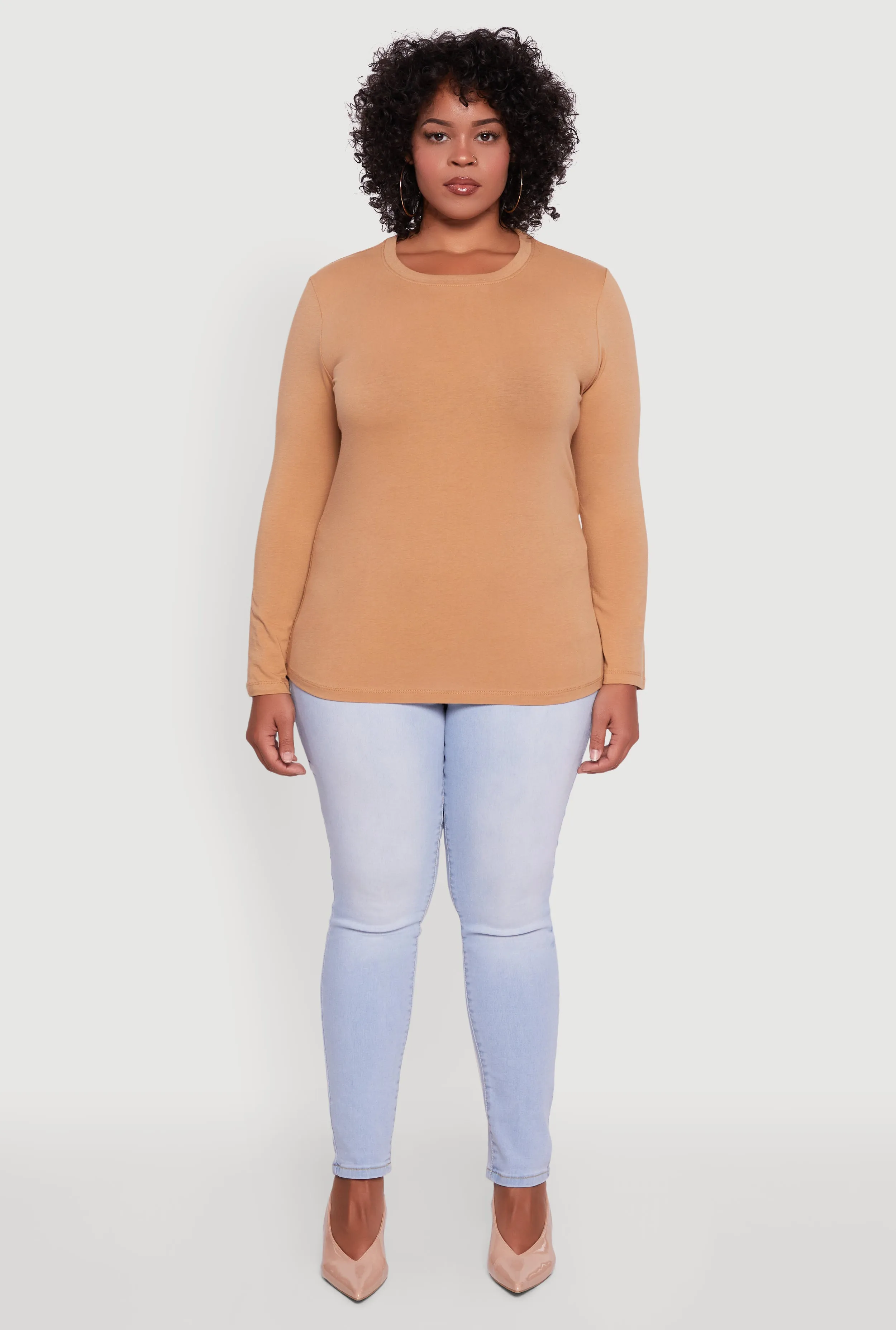 Plus Size Long Sleeve Crew Neck Tee sold by Rainbow product image thumbnail 3