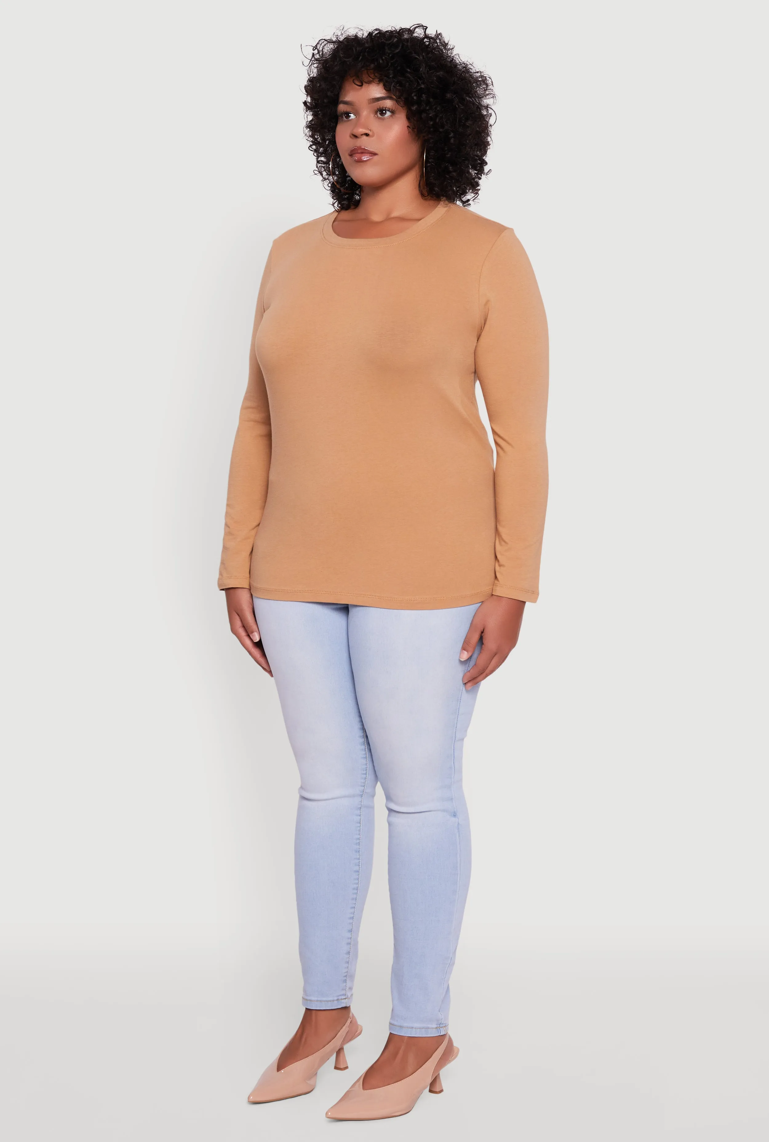 Plus Size Long Sleeve Crew Neck Tee sold by Rainbow product image thumbnail 5