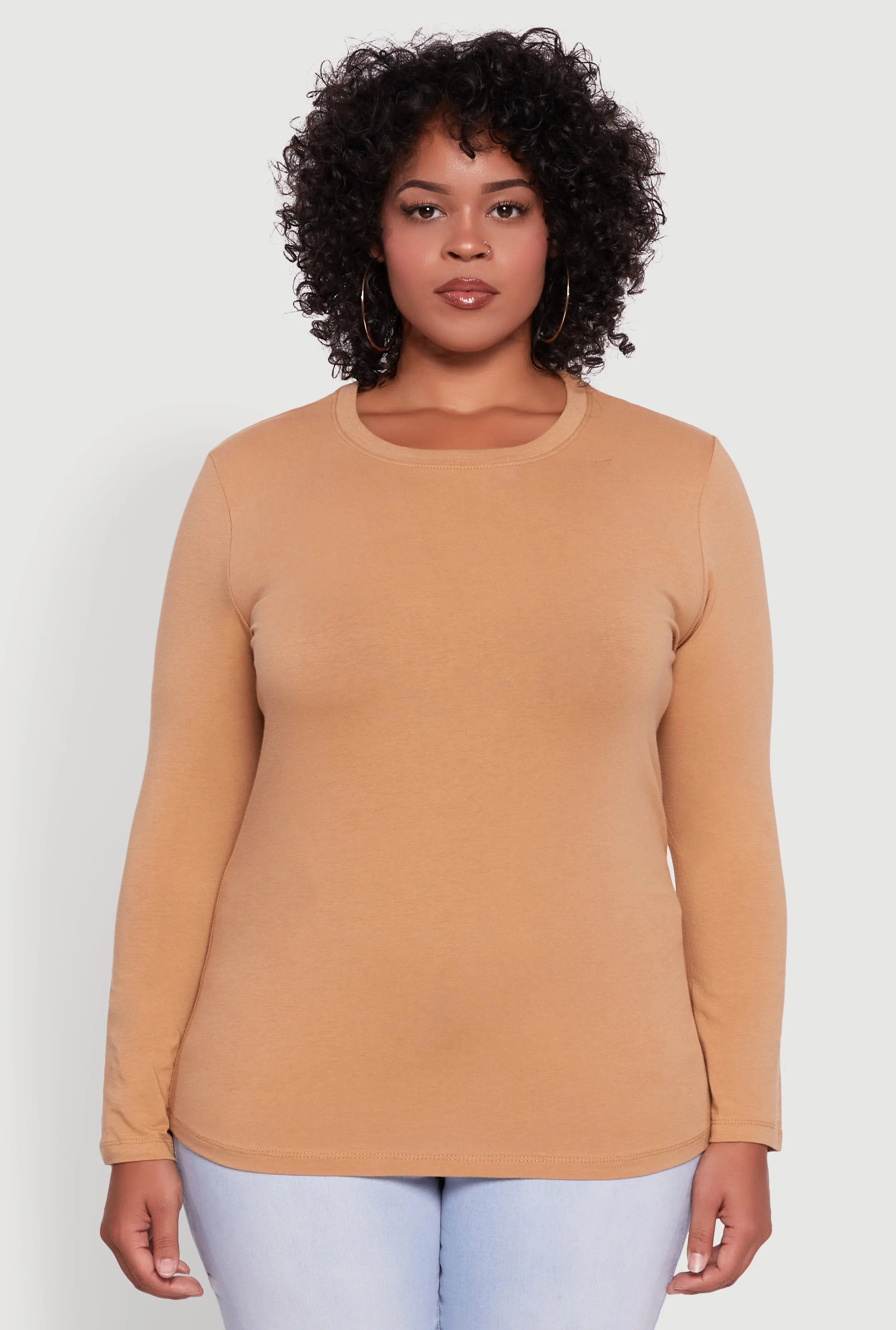 Plus Size Long Sleeve Crew Neck Tee sold by Rainbow product image thumbnail 2