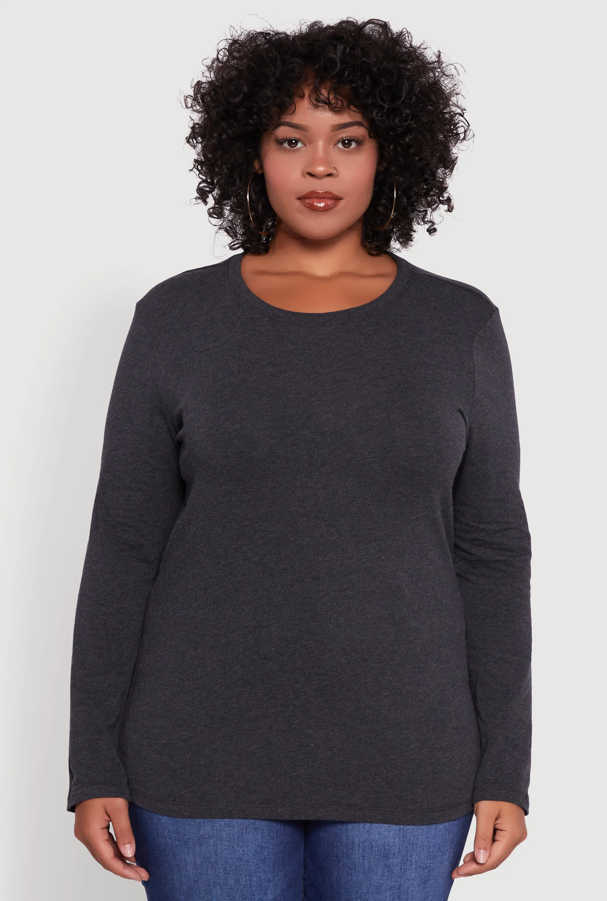 Plus Size Long Sleeve Crew Neck Tee sold by Rainbow product image thumbnail 2