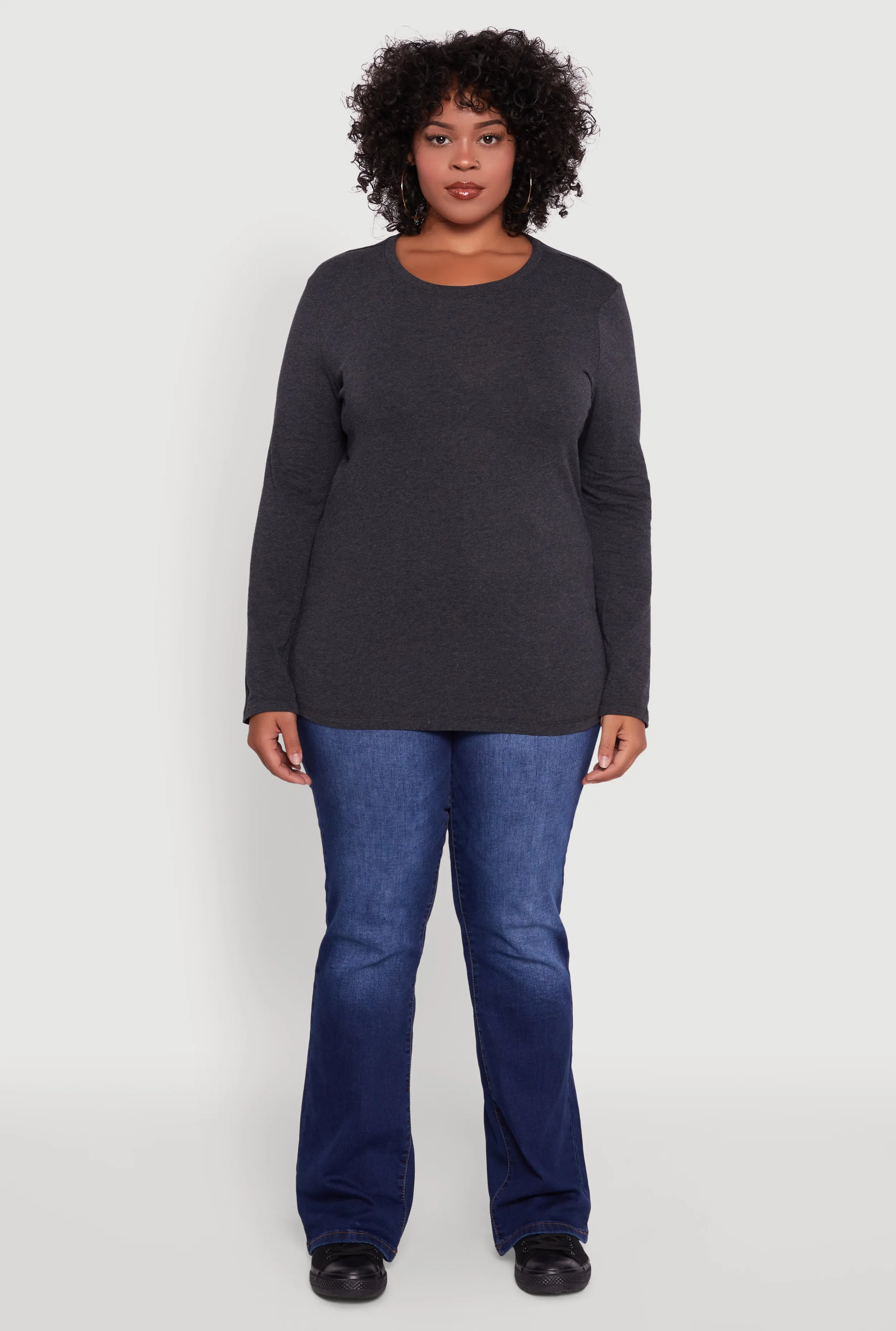 Plus Size Long Sleeve Crew Neck Tee sold by Rainbow product image thumbnail 3