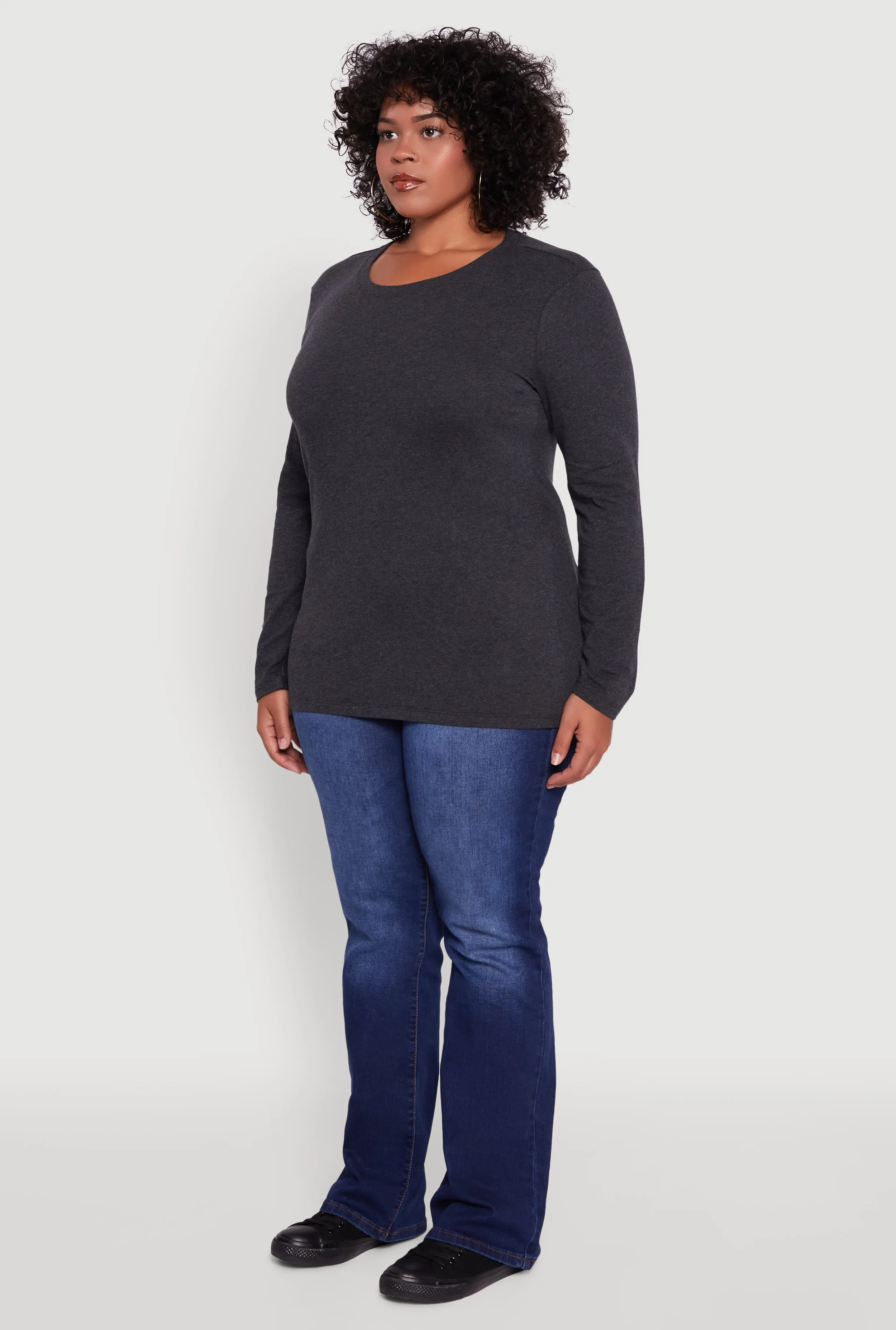 Plus Size Long Sleeve Crew Neck Tee sold by Rainbow product image thumbnail 5