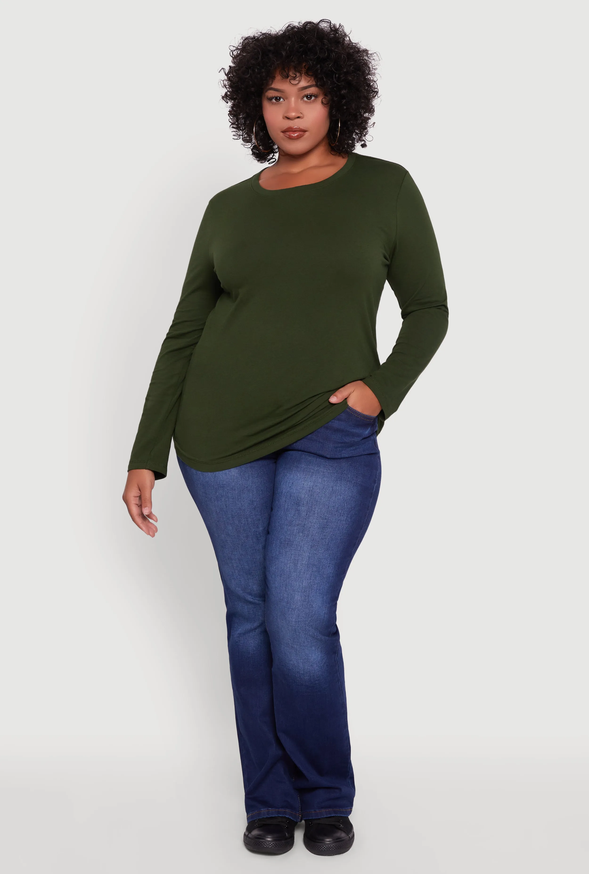 Plus Size Long Sleeve Crew Neck Tee sold by Rainbow product image thumbnail 3