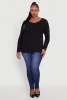 Plus Size Long Sleeve Scoop Neck Tee sold by Rainbow