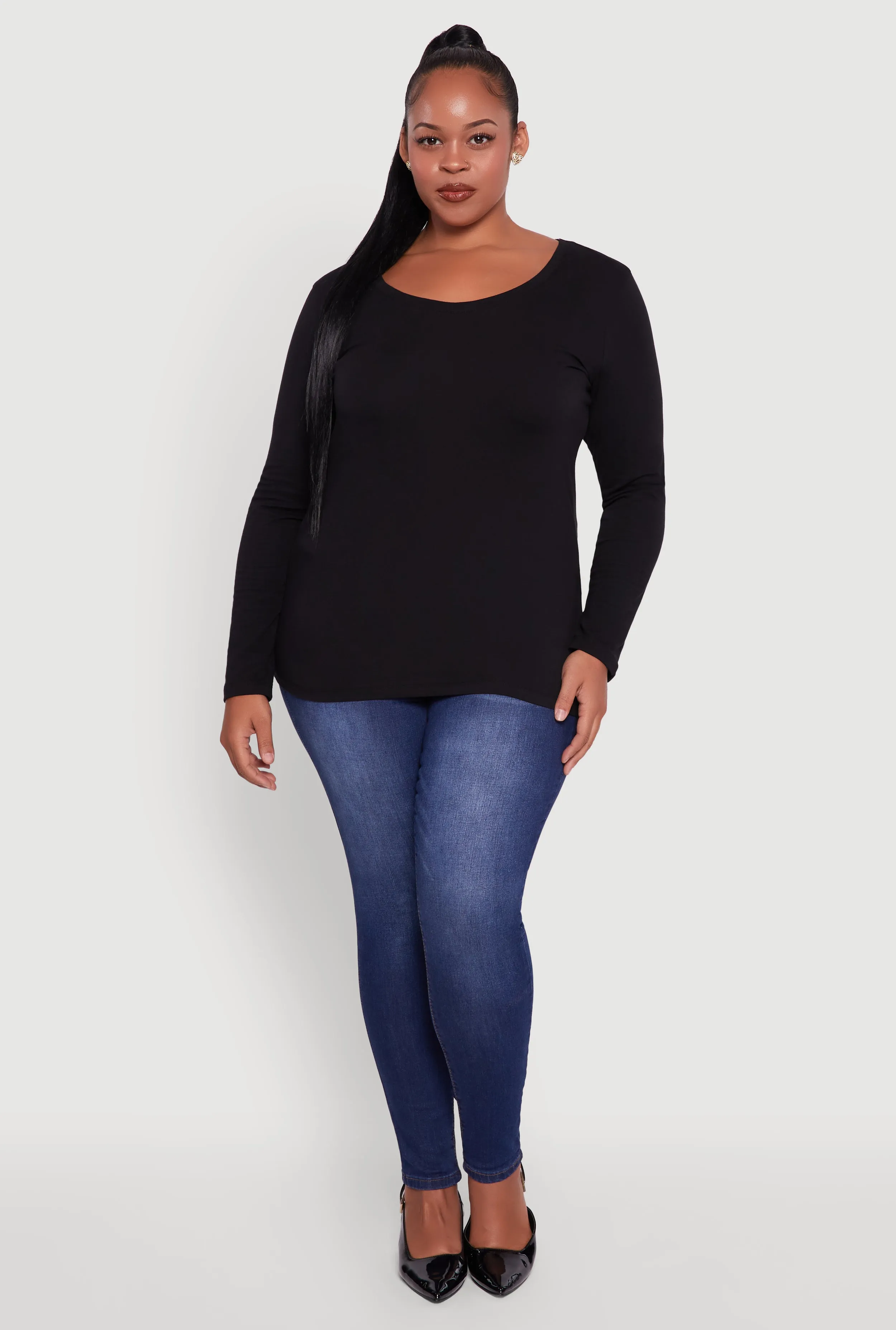 Plus Size Long Sleeve Scoop Neck Tee sold by Rainbow product image thumbnail 2