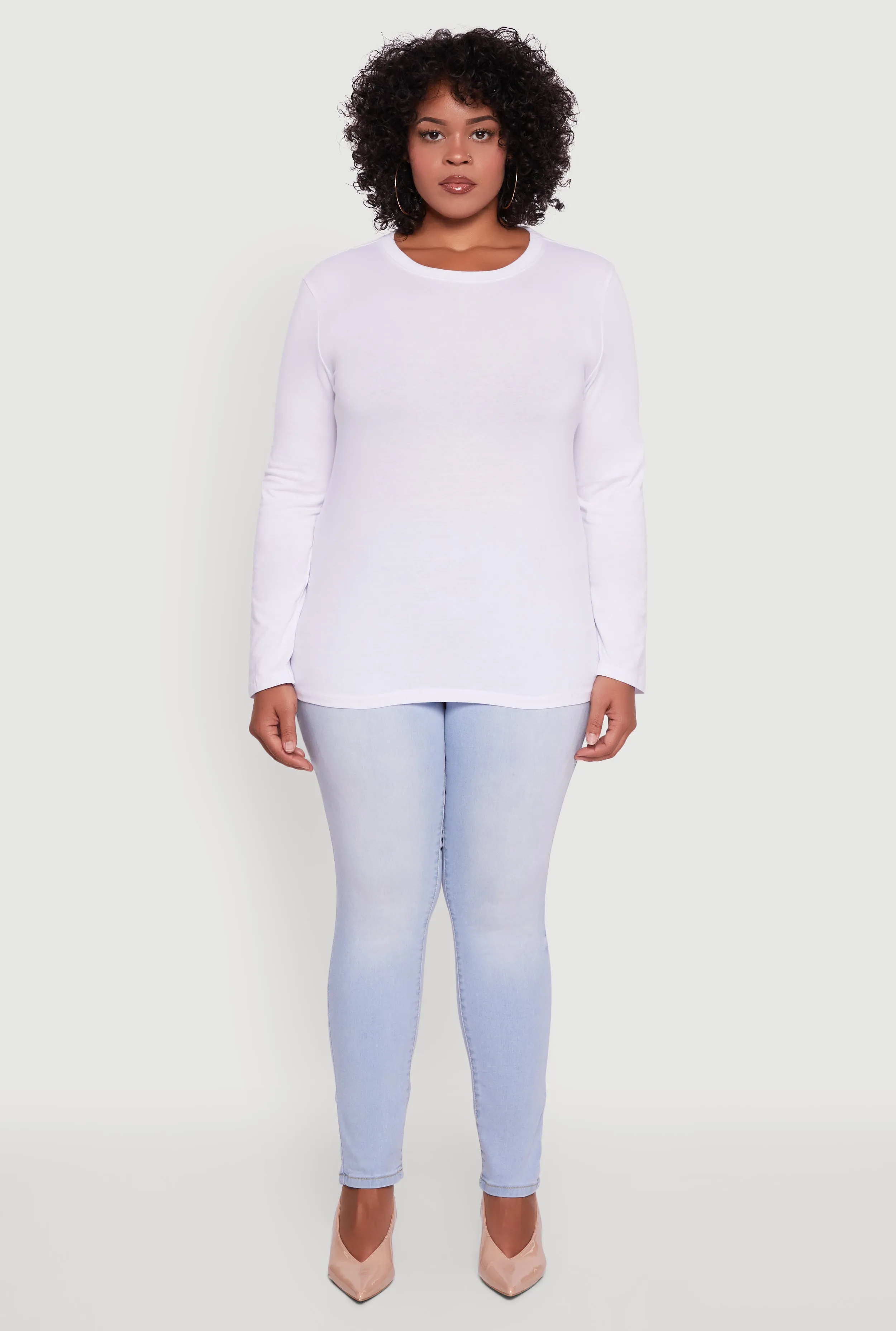 Plus Size Long Sleeve Crew Neck Tee sold by Rainbow product image thumbnail 3