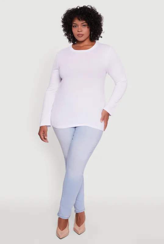 Plus Size Long Sleeve Crew Neck Tee sold by Rainbow