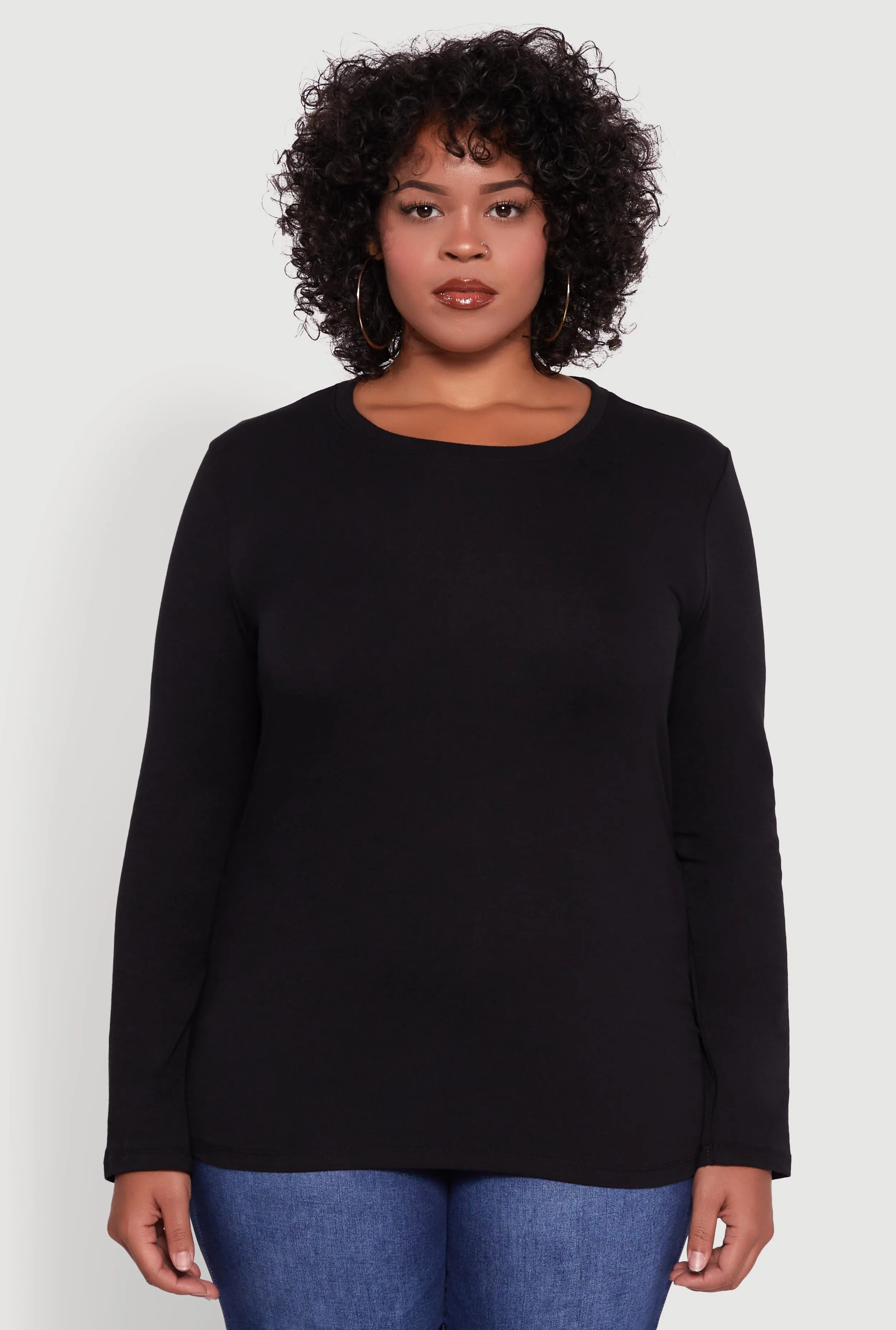 Plus Size Long Sleeve Crew Neck Tee sold by Rainbow product image thumbnail 2