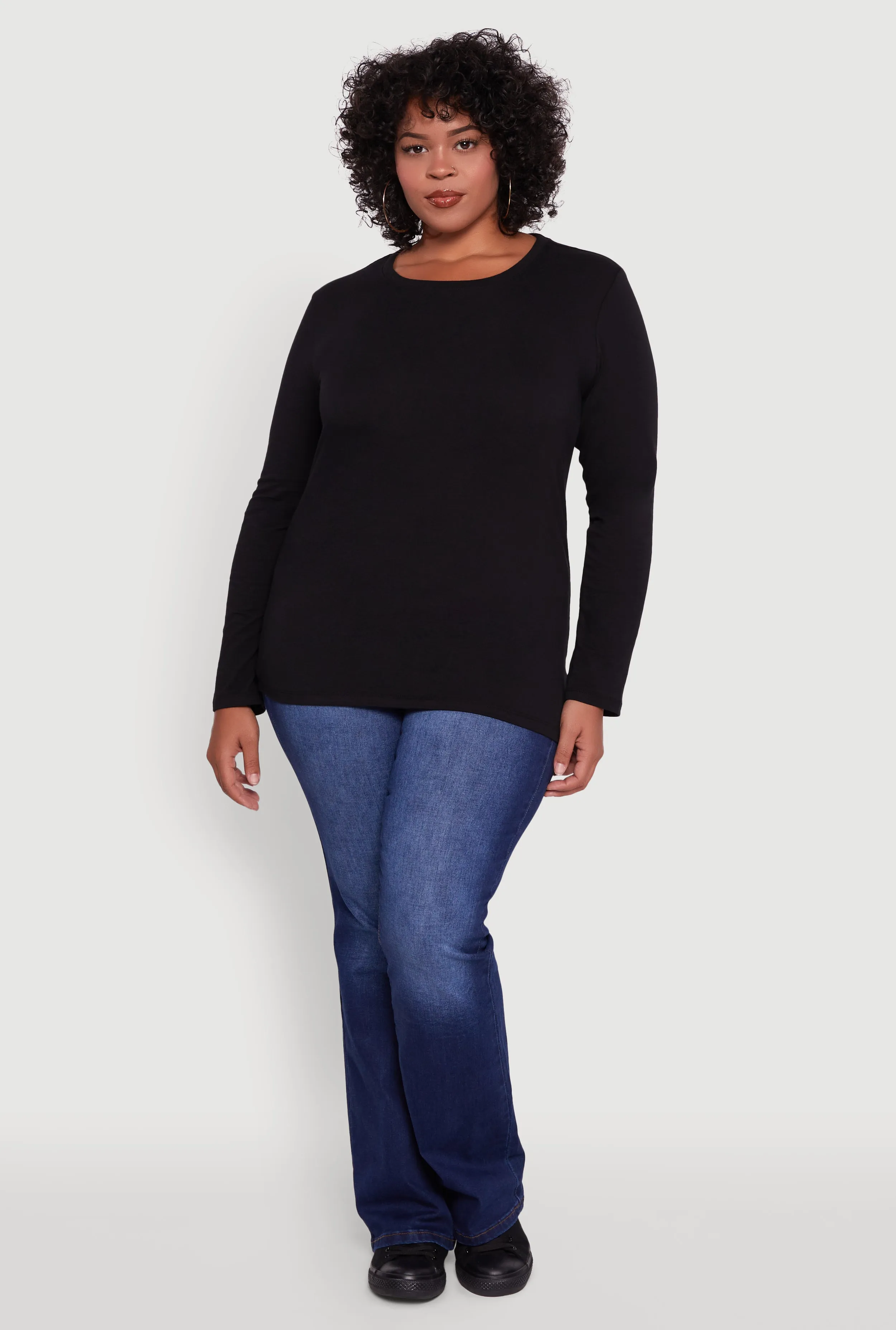 Plus Size Long Sleeve Crew Neck Tee sold by Rainbow