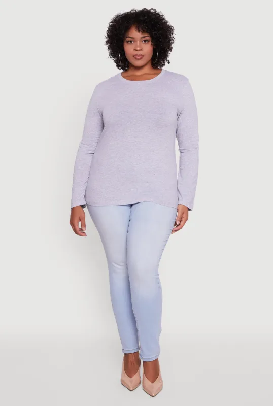 Plus Size Long Sleeve Crew Neck Tee sold by Rainbow