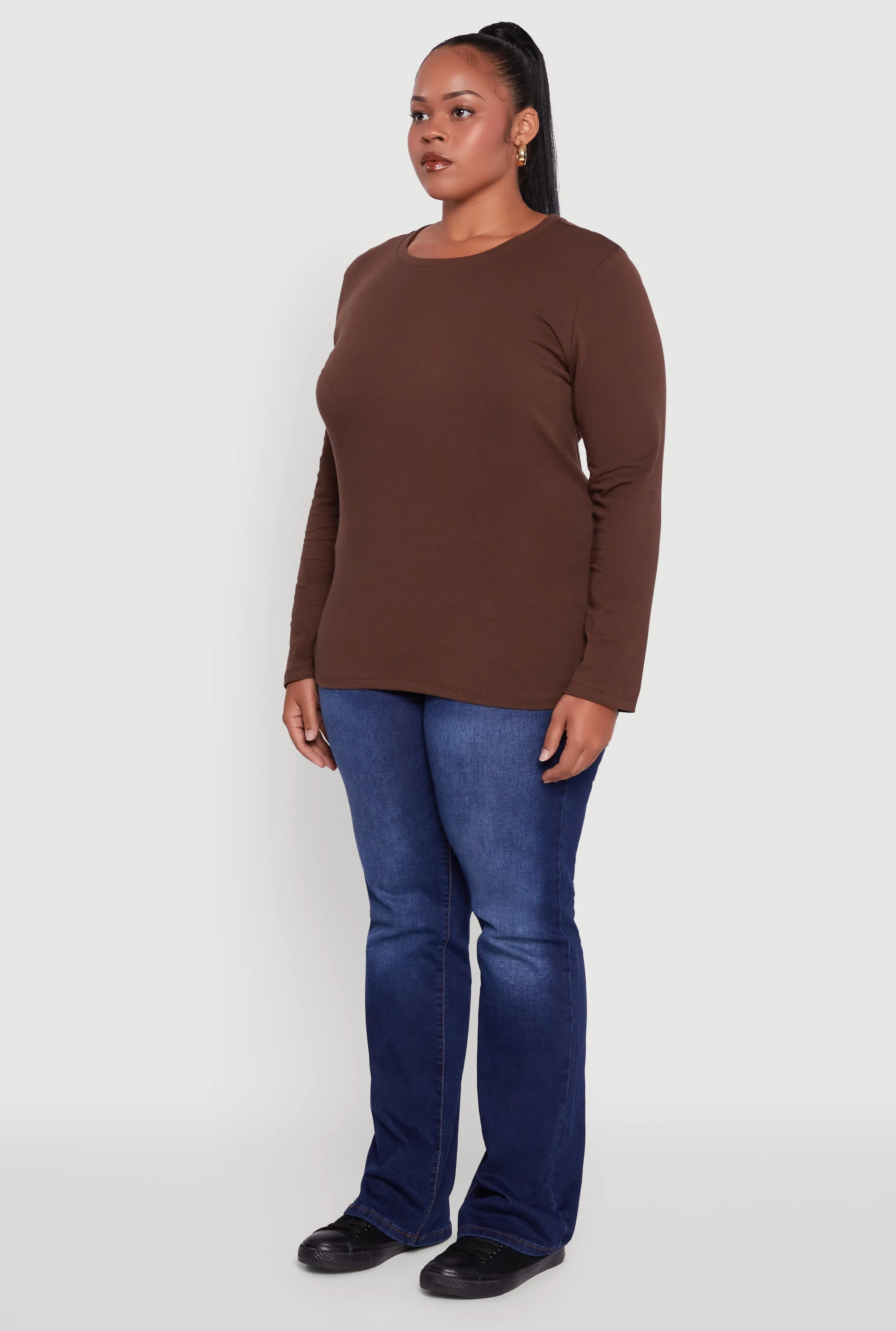 Plus Size Long Sleeve Crew Neck Tee sold by Rainbow product image thumbnail 5