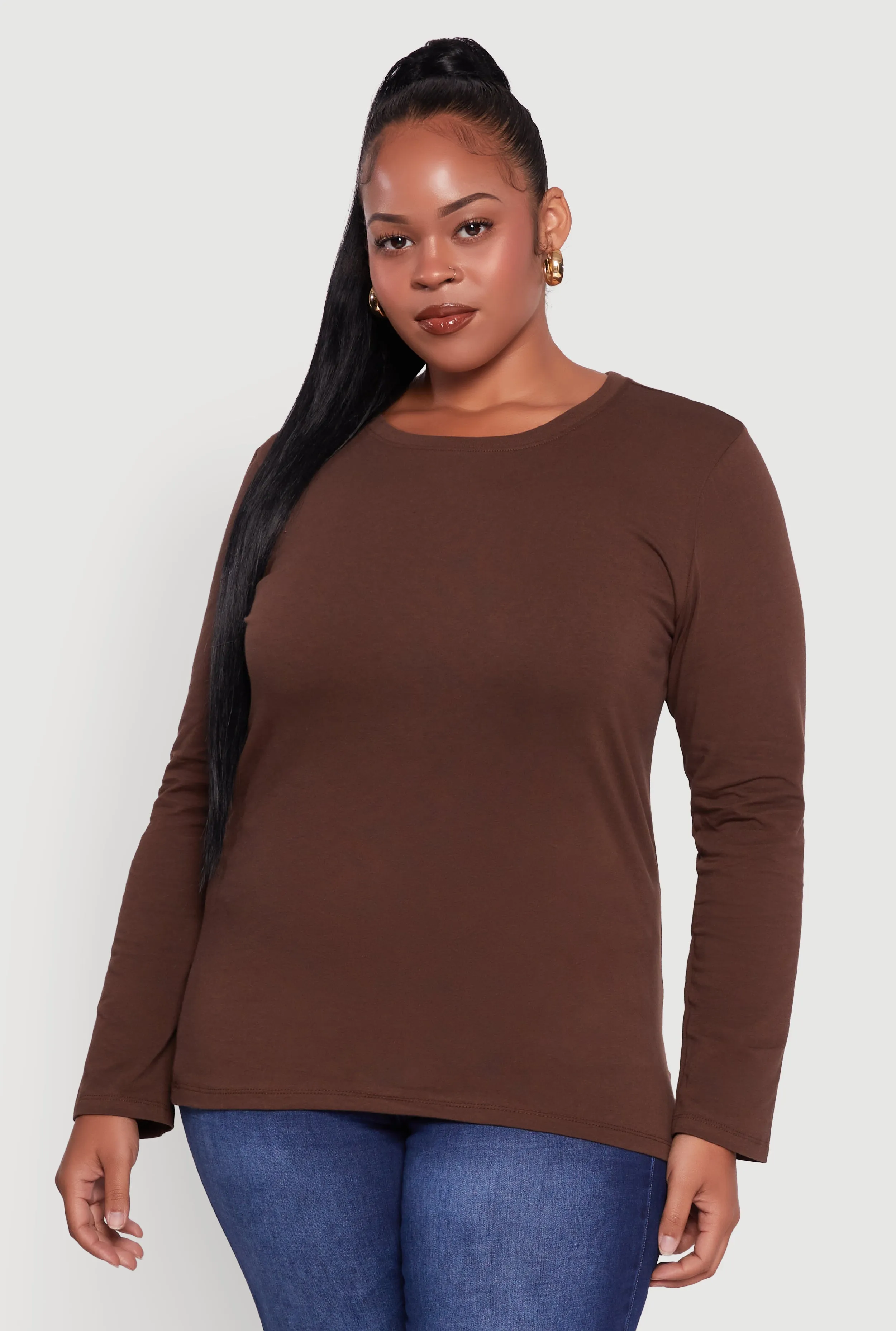 Plus Size Long Sleeve Crew Neck Tee sold by Rainbow product image thumbnail 2