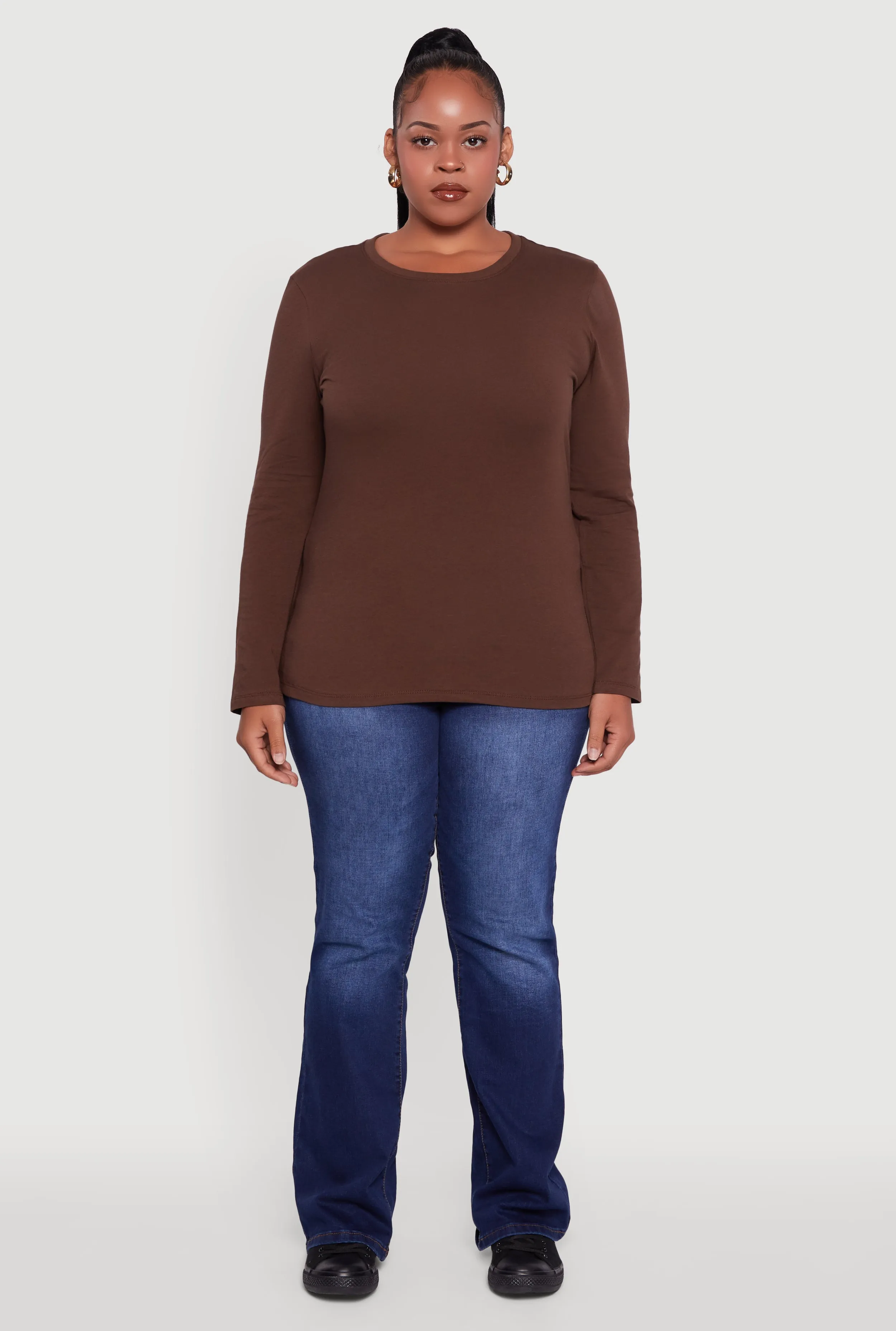 Plus Size Long Sleeve Crew Neck Tee sold by Rainbow product image thumbnail 3