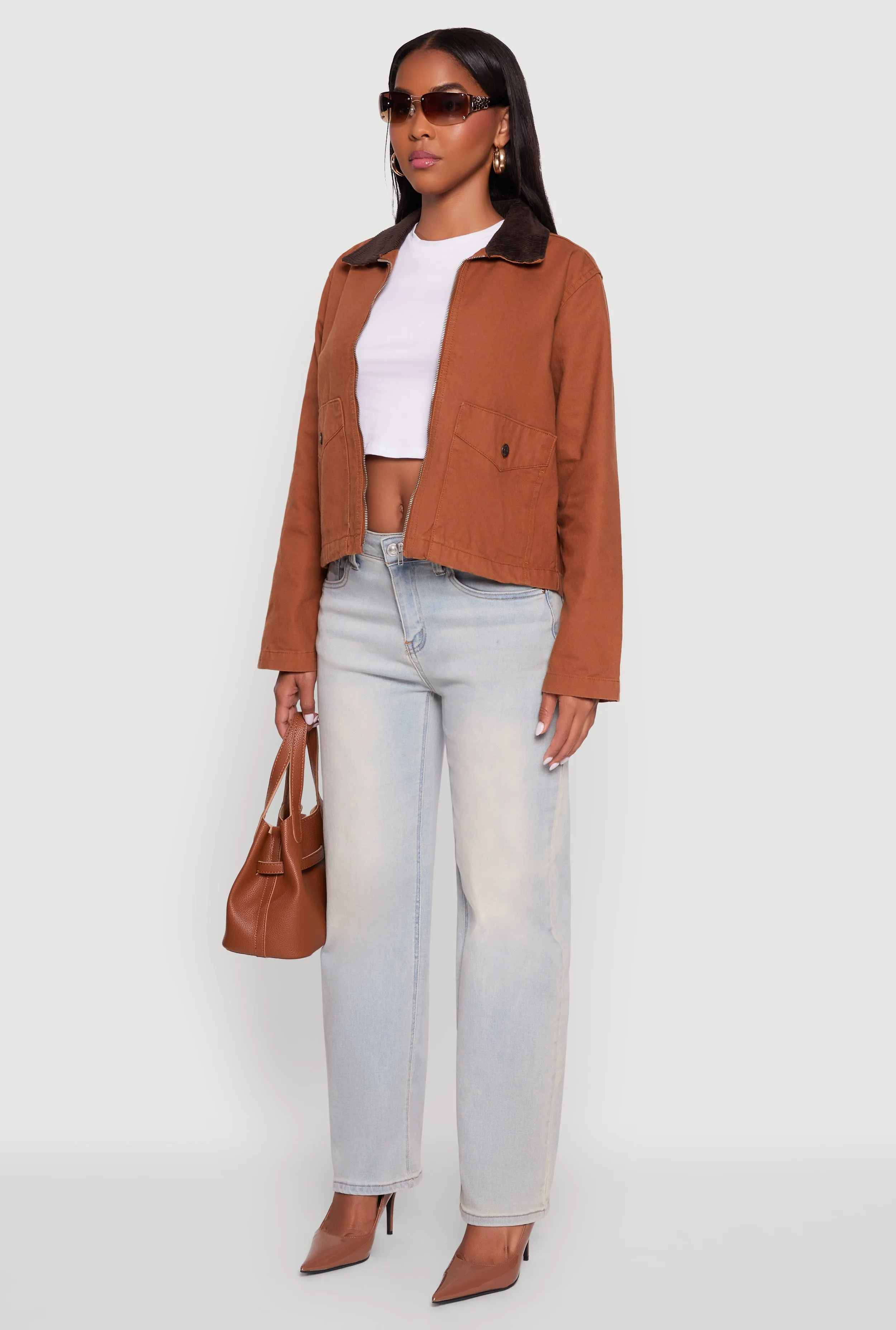 Color Blocked Corduroy Collar Denim Jacket sold by Rainbow product image thumbnail 5