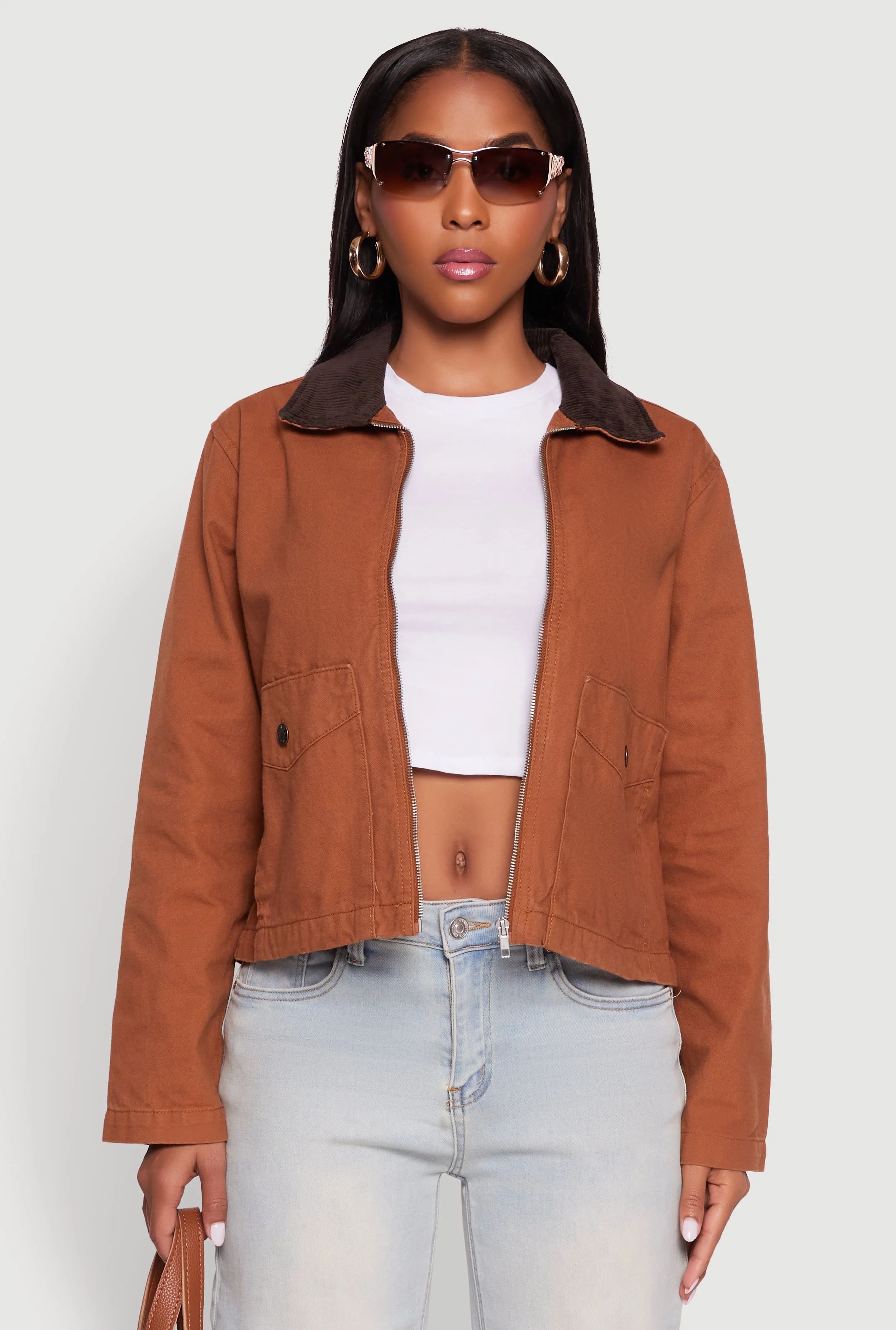 Color Blocked Corduroy Collar Denim Jacket sold by Rainbow product image thumbnail 2