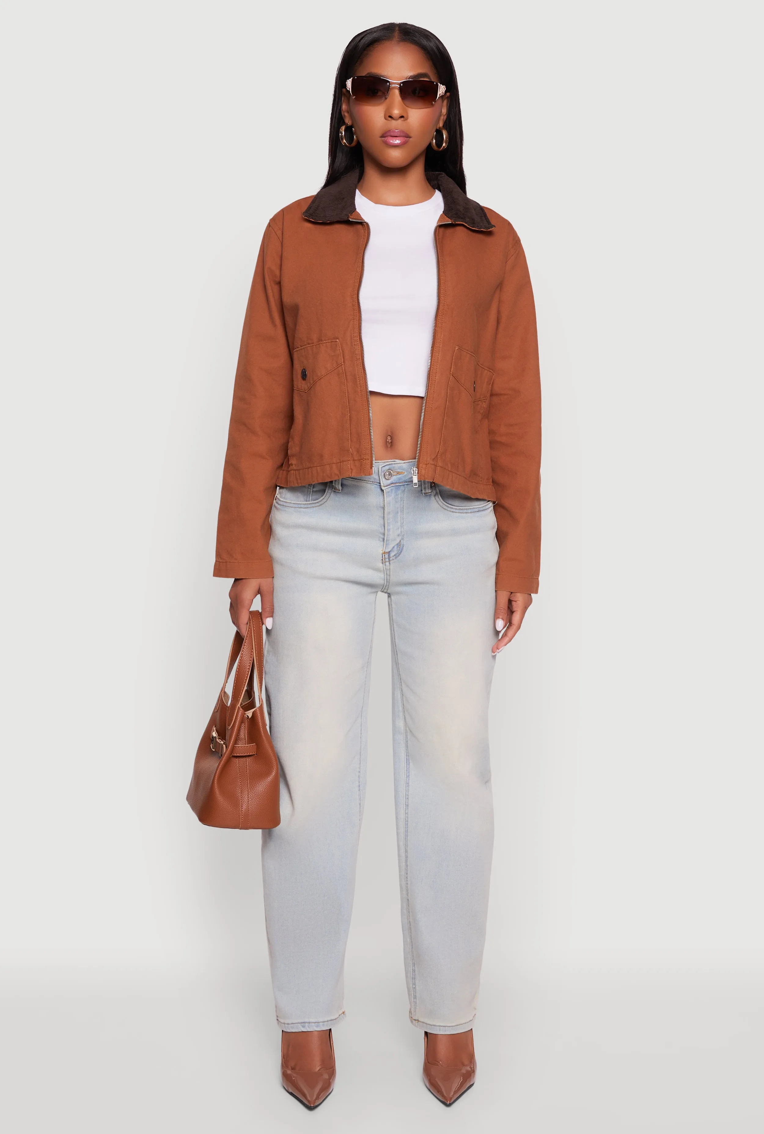 Color Blocked Corduroy Collar Denim Jacket sold by Rainbow product image thumbnail 3