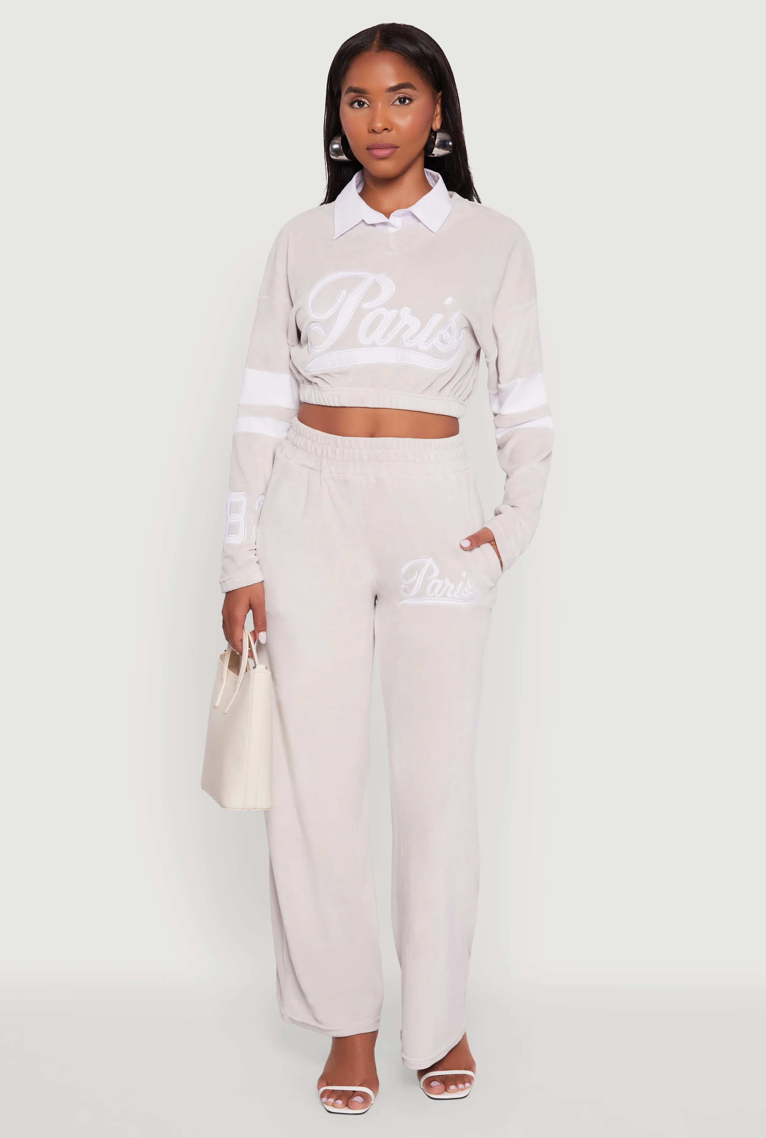 Velour High Waisted Paris Graphic Sweatpants sold by Rainbow product image thumbnail 3