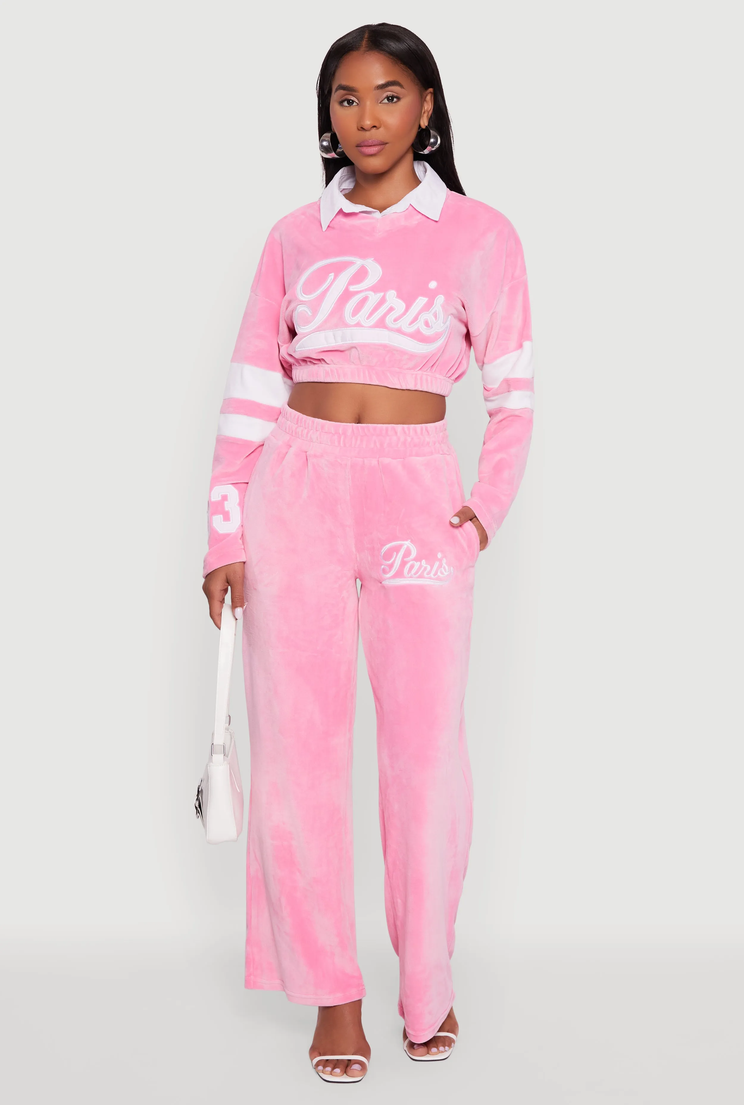 Velour High Waisted Paris Graphic Sweatpants sold by Rainbow product image thumbnail 2