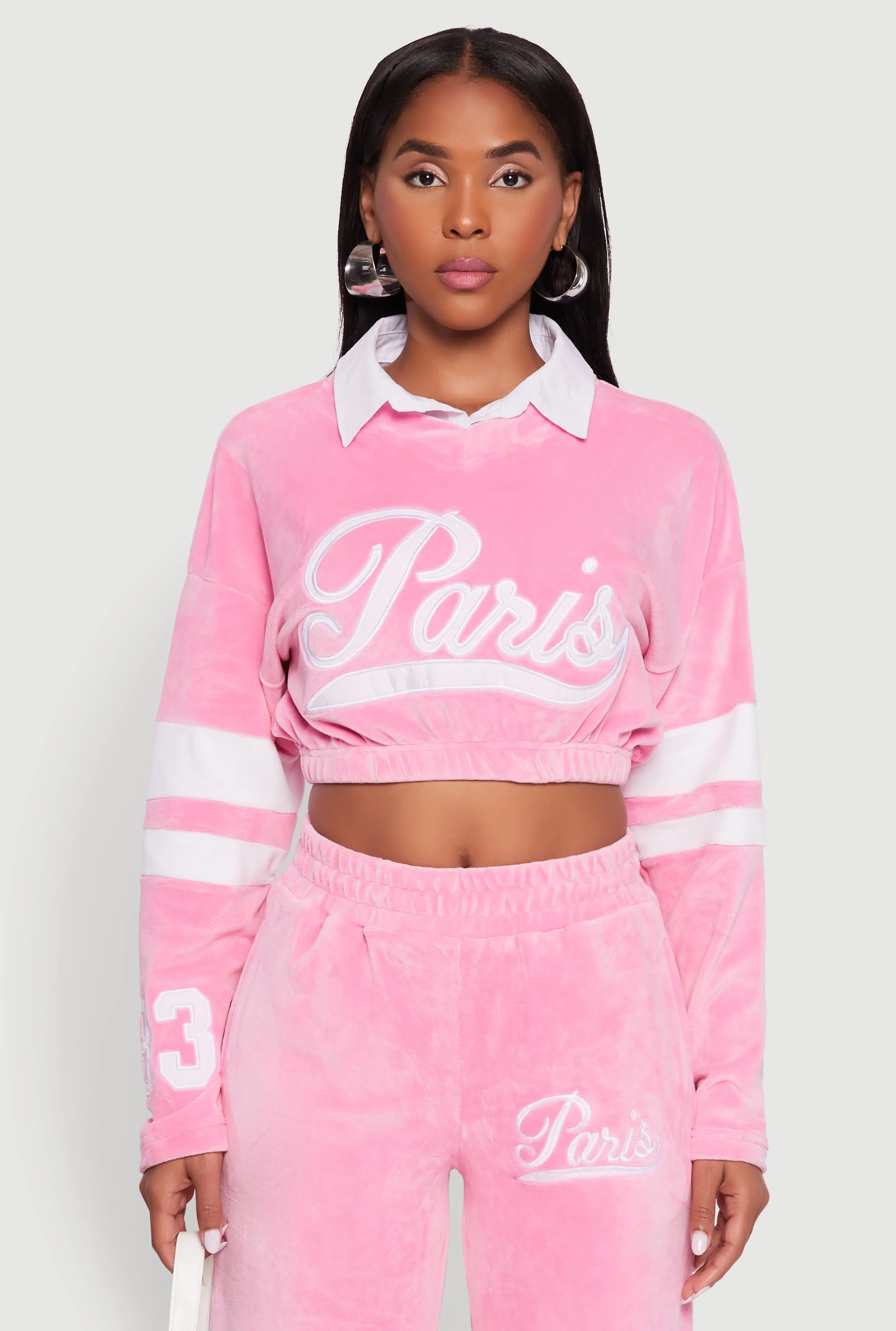 Velour Paris Embroidered Graphic Cropped Sweatshirt sold by Rainbow product image thumbnail 2