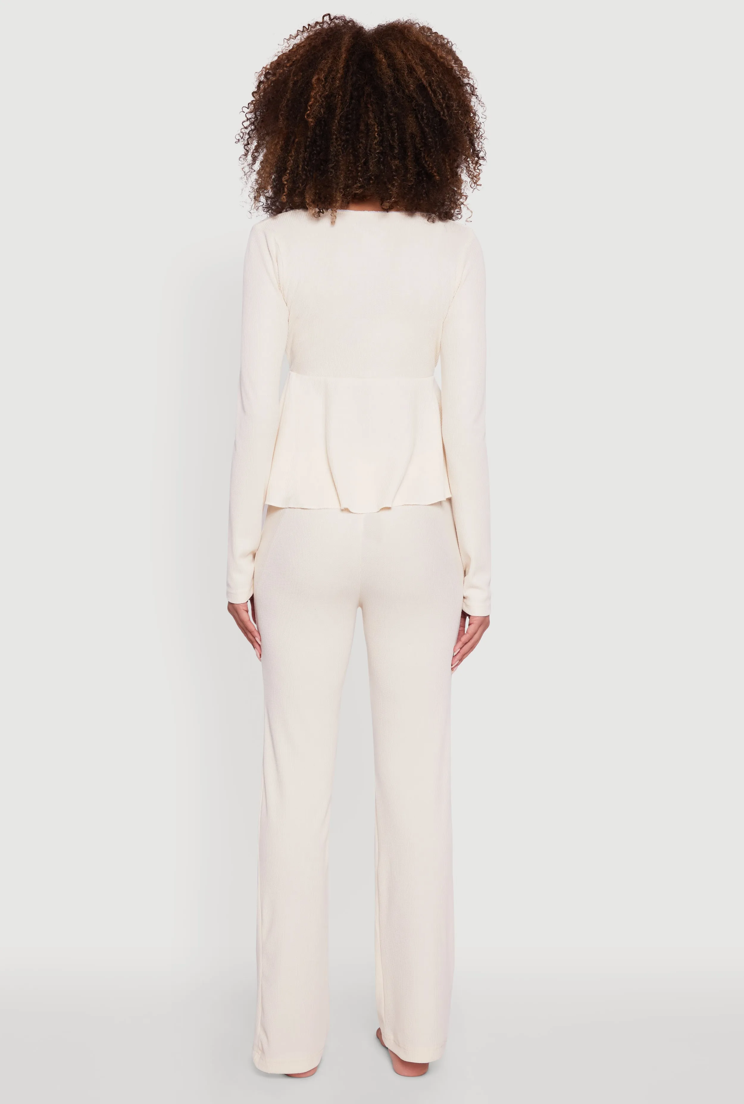 Waffle Knit Peplum Pajama Top and Pants Set sold by Rainbow product image thumbnail 3