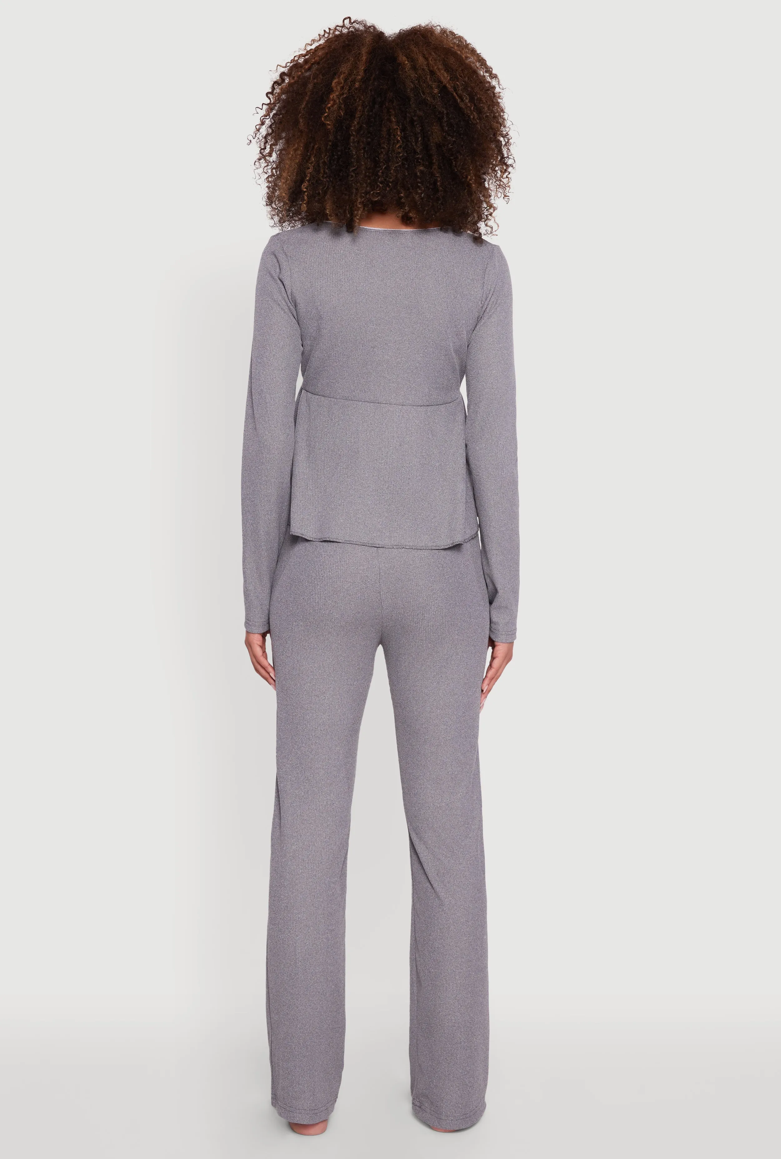 Waffle Knit Peplum Pajama Top and Pants Set sold by Rainbow product image thumbnail 3