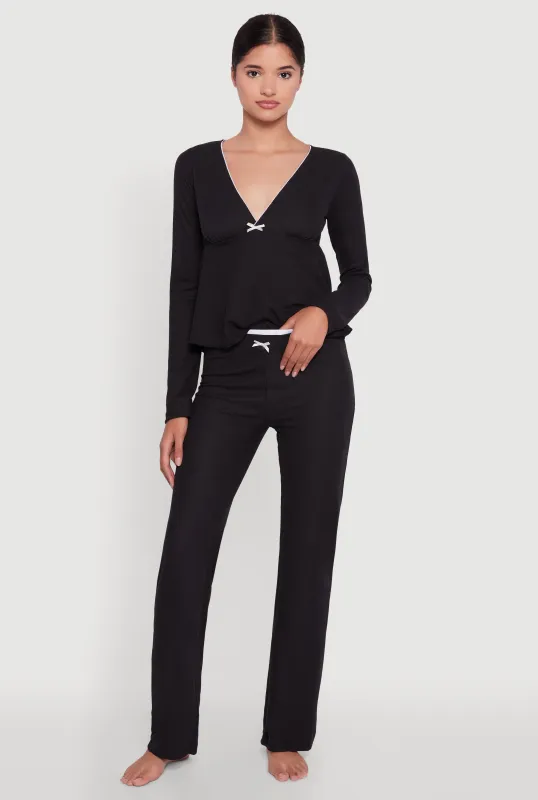 Waffle Knit Peplum Pajama Top and Pants Set sold by Rainbow