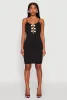 Sleeveless Crepe Knit Mini Dress with Rhinestone Bows sold by Rainbow