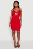 Sleeveless Crepe Knit Mini Dress with Rhinestone Bows sold by Rainbow