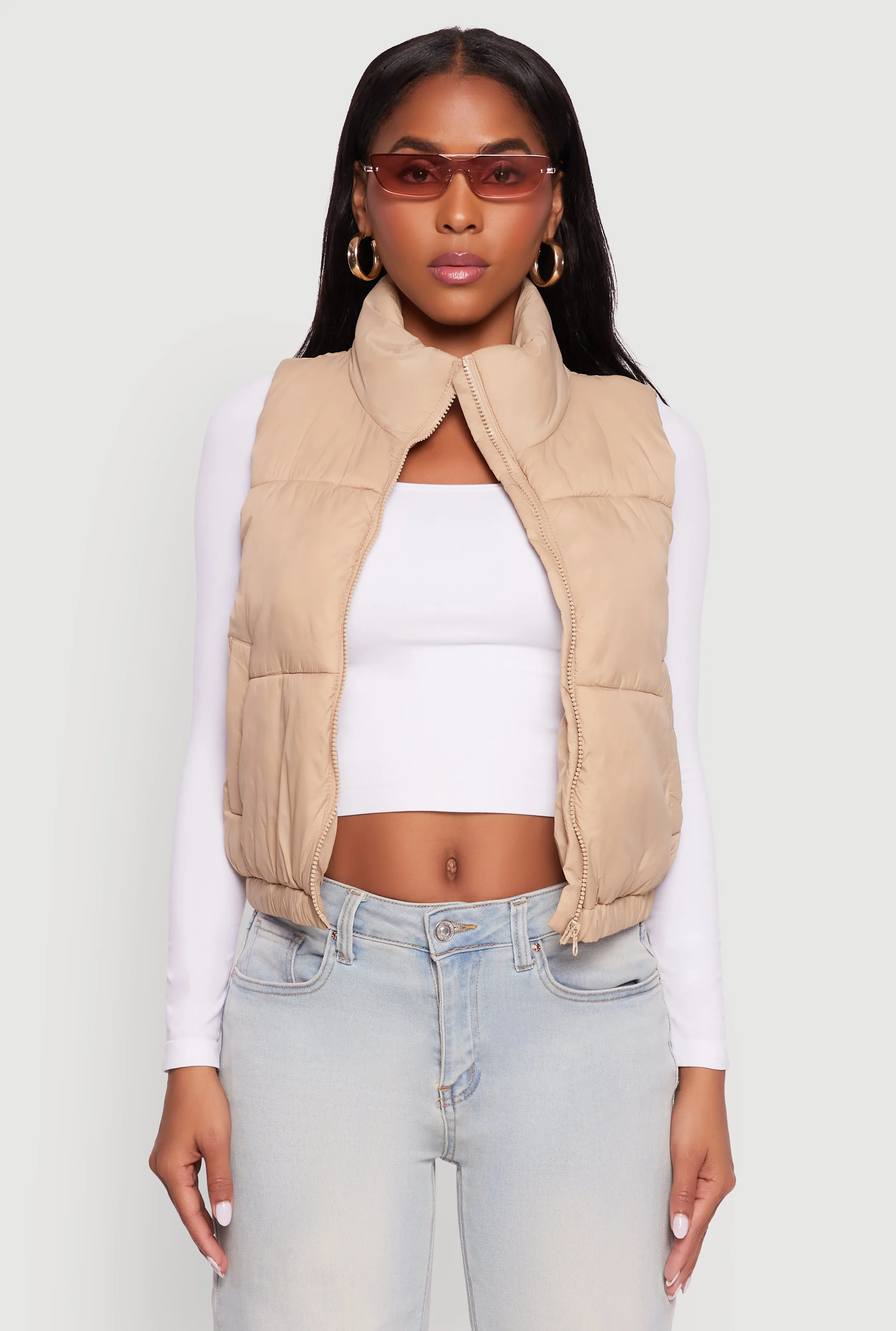 Nylon Mock Neck Puffer Vest sold by Rainbow product image thumbnail 2