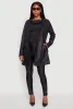 Faux Leather Double Breasted Trench Coat with Tie Waist Belt sold by Rainbow