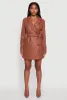 Faux Leather Double Breasted Trench Coat with Tie Waist Belt sold by Rainbow