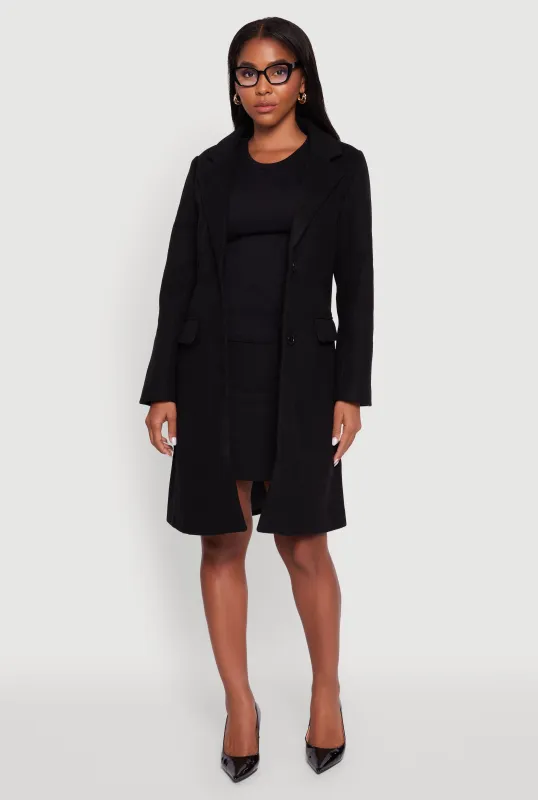 Faux Wool Button Front Long Sleeve Coat sold by Rainbow