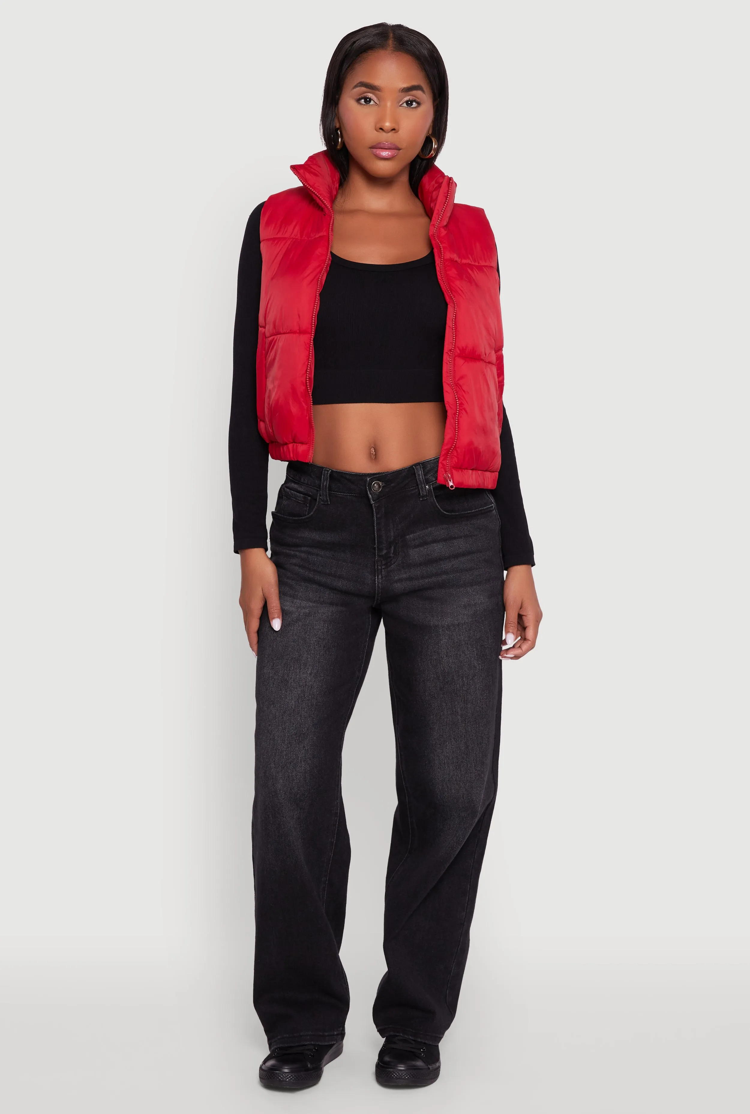 Nylon Mock Neck Puffer Vest sold by Rainbow