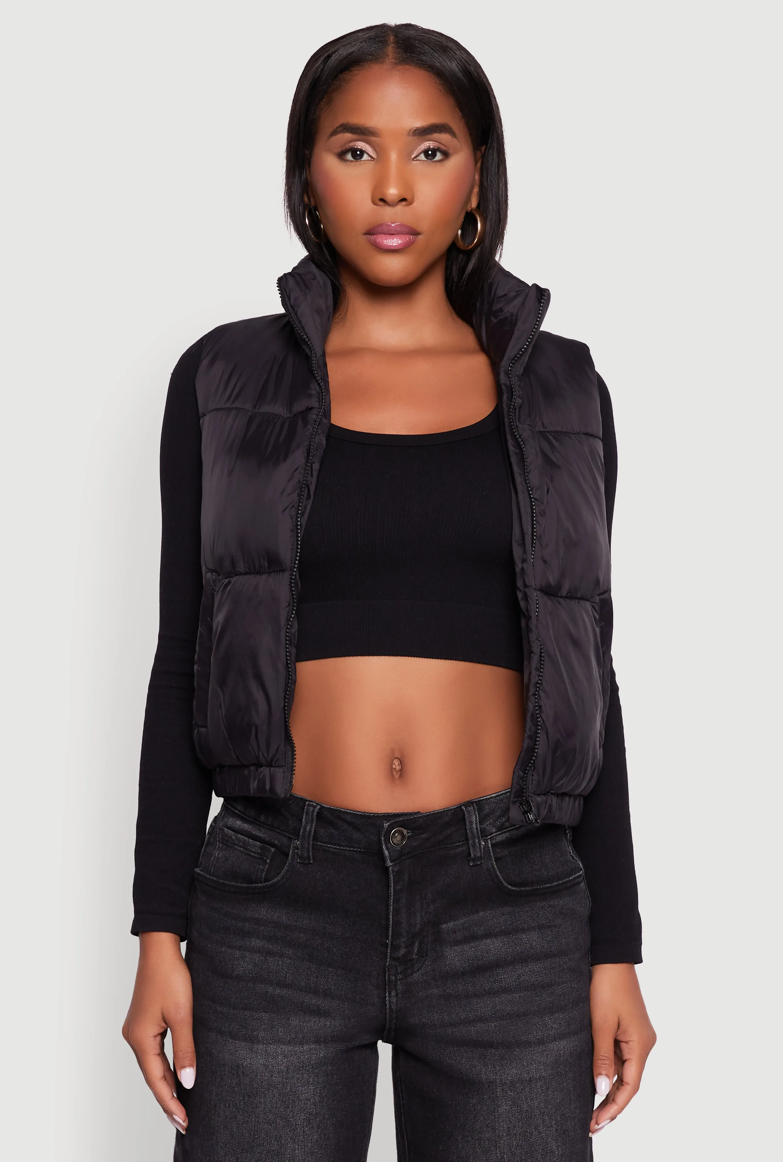 Nylon Mock Neck Puffer Vest sold by Rainbow product image thumbnail 2