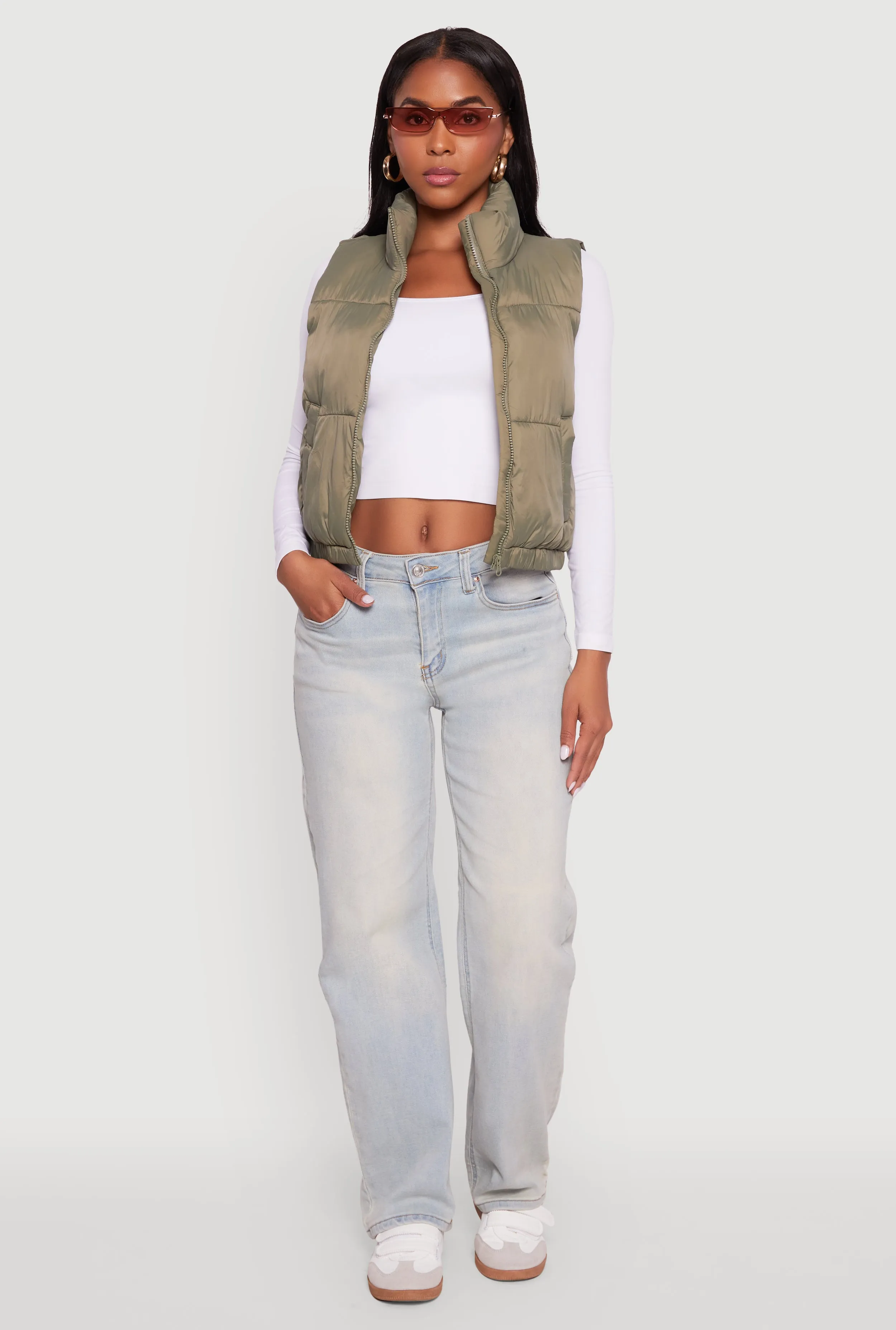 Nylon Mock Neck Puffer Vest sold by Rainbow