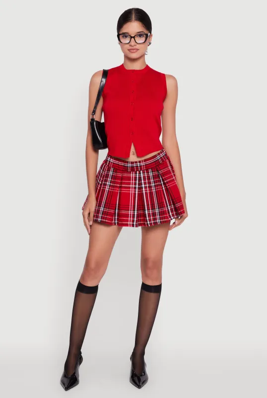 Plaid Mini Pleated Skirt sold by Rainbow