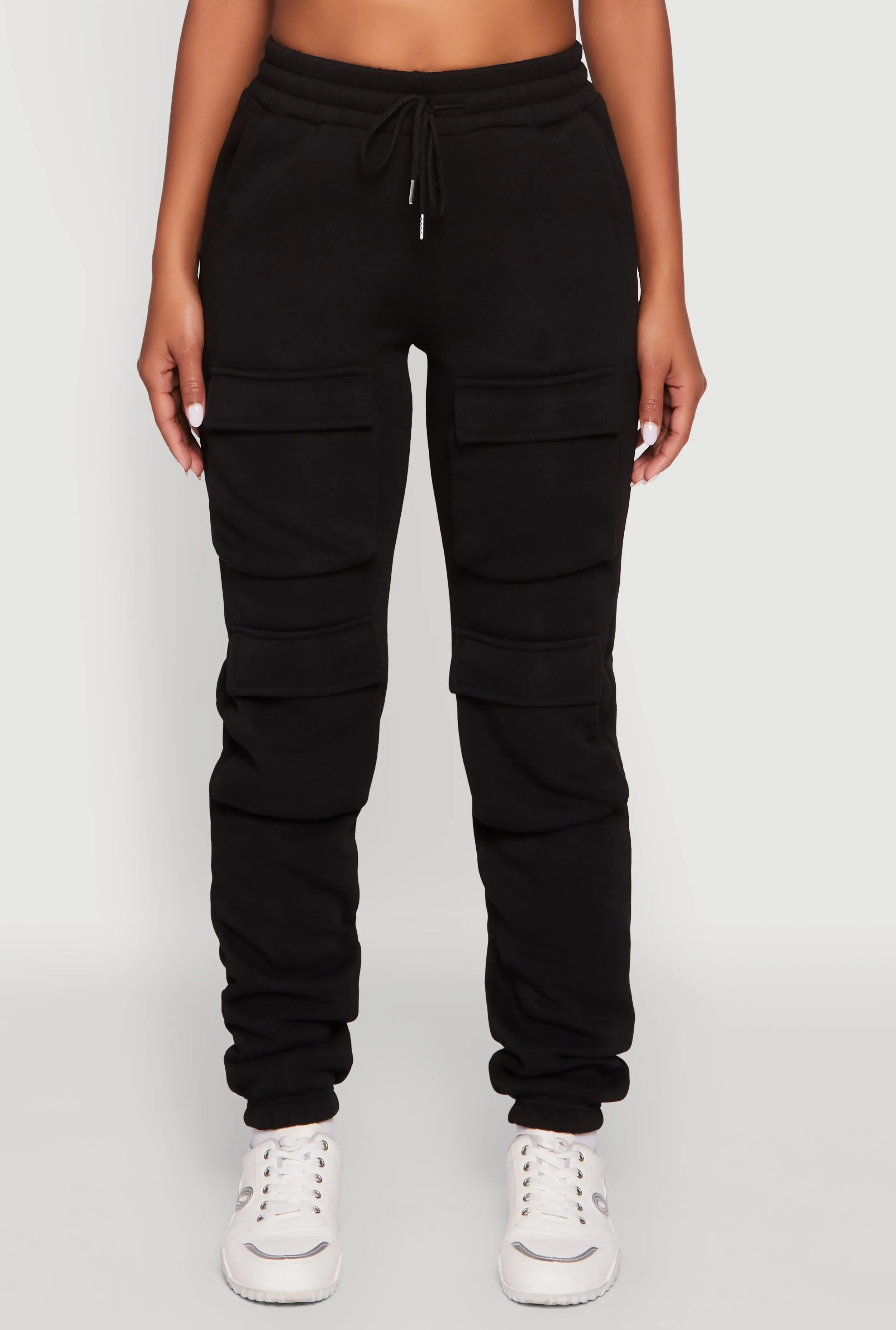 High Waisted Fleece Stacked Cargo Pocket Sweatpants sold by Rainbow product image thumbnail 5