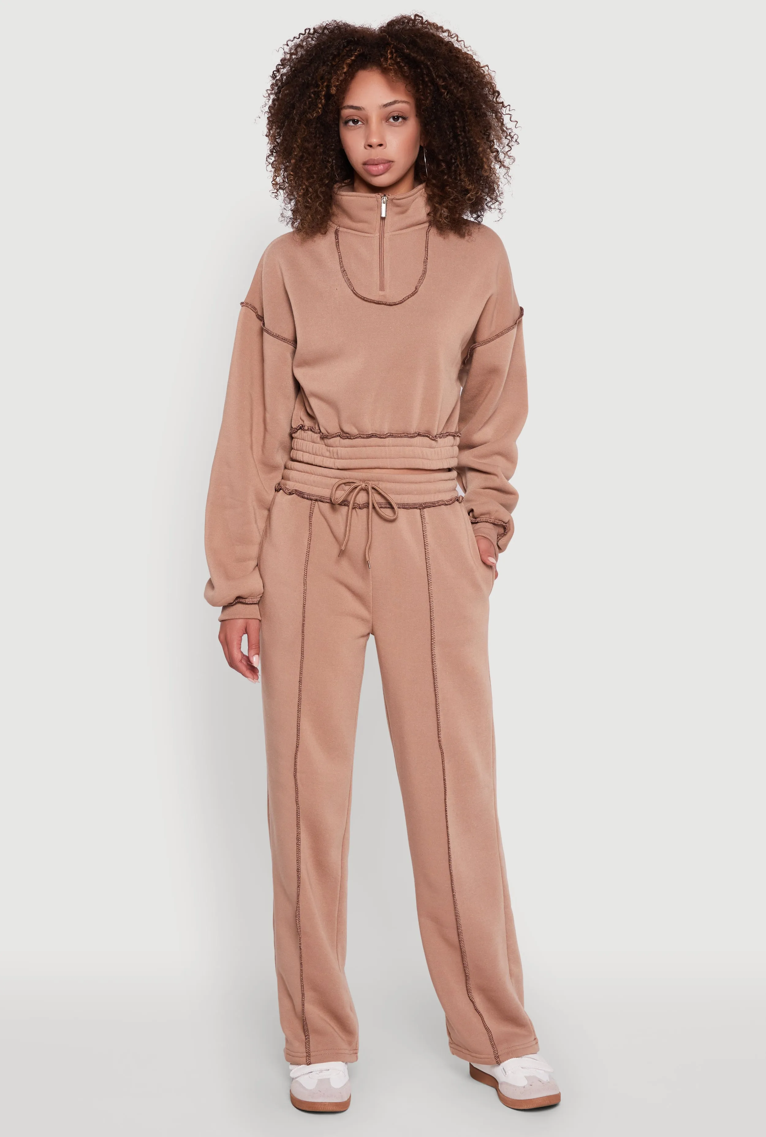 Mid Rise Fleece Wide Leg Sweatpants sold by Rainbow