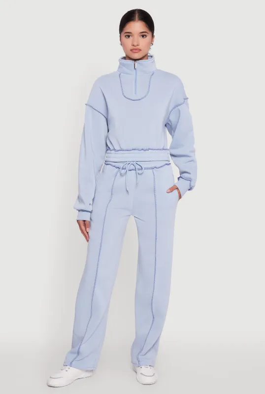 Mid Rise Fleece Wide Leg Sweatpants sold by Rainbow