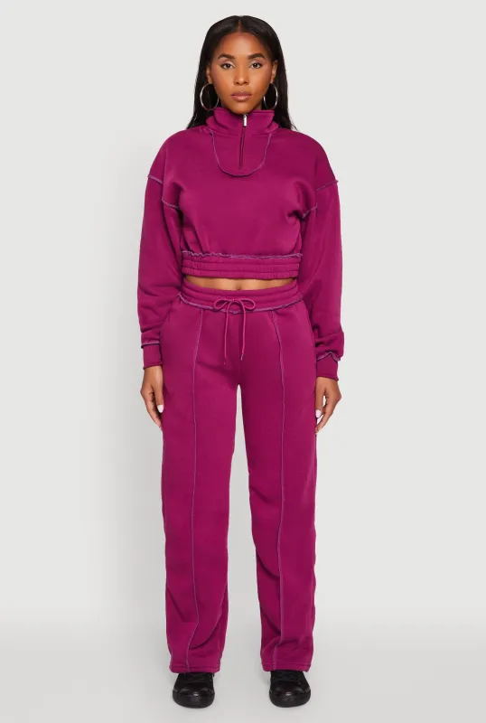 Mid Rise Fleece Wide Leg Sweatpants sold by Rainbow